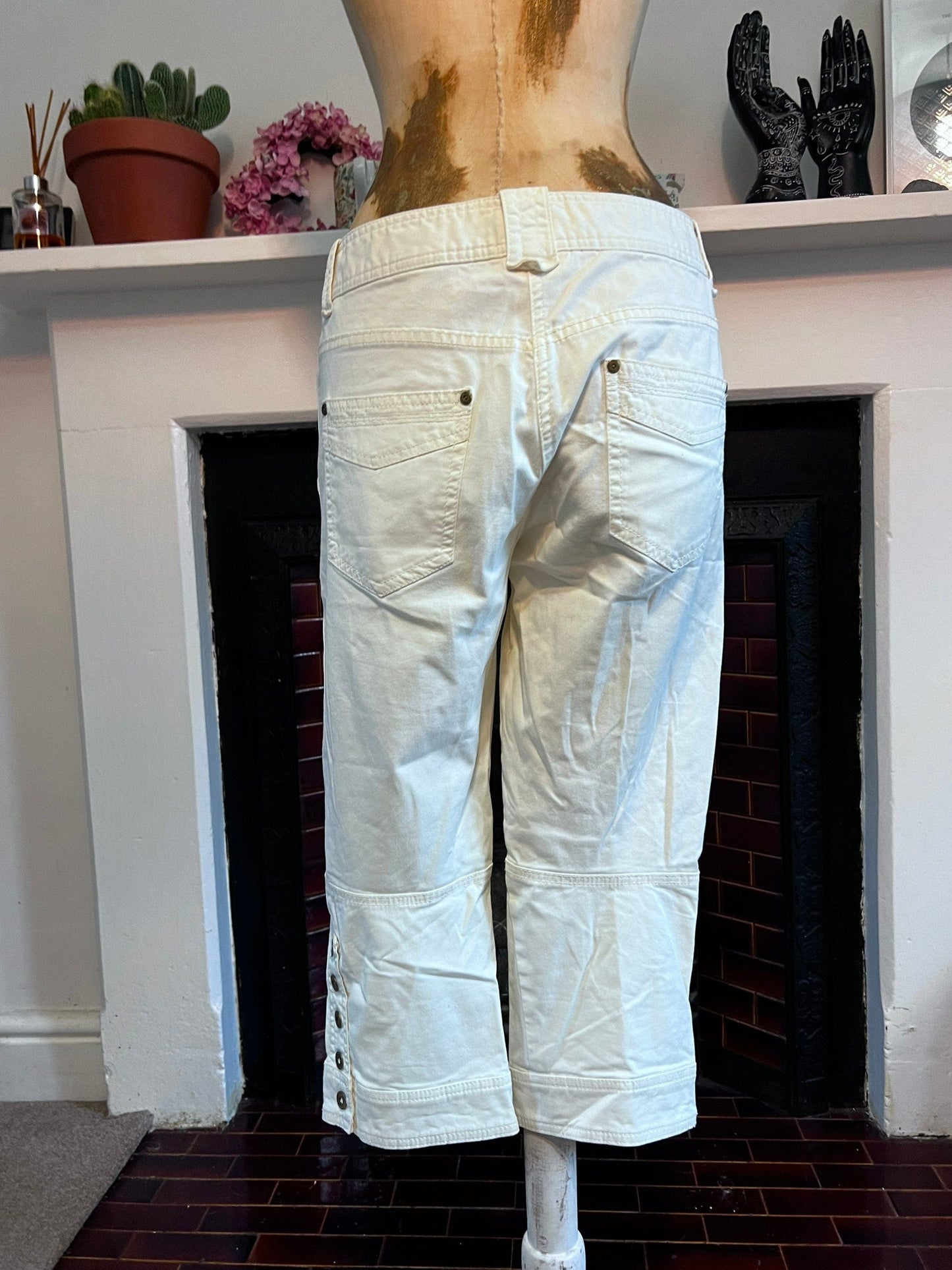 1990s Vintage cropped cargo chino mid rise trouser , UK 12 waist 32” Leg 19”
