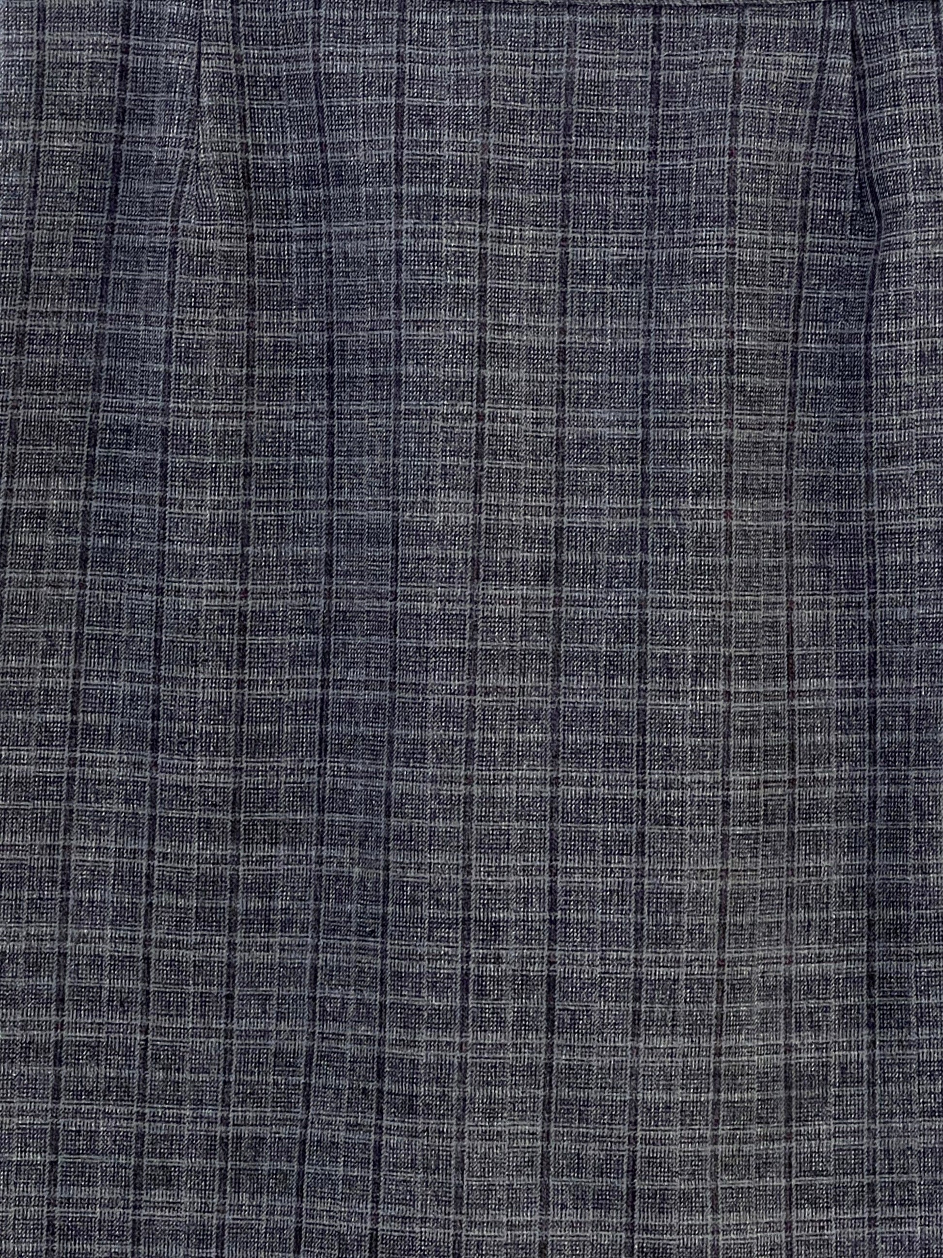 Vintage Checked Skirt Midi Length Grey and dark red checked skirt UK Size 14-16