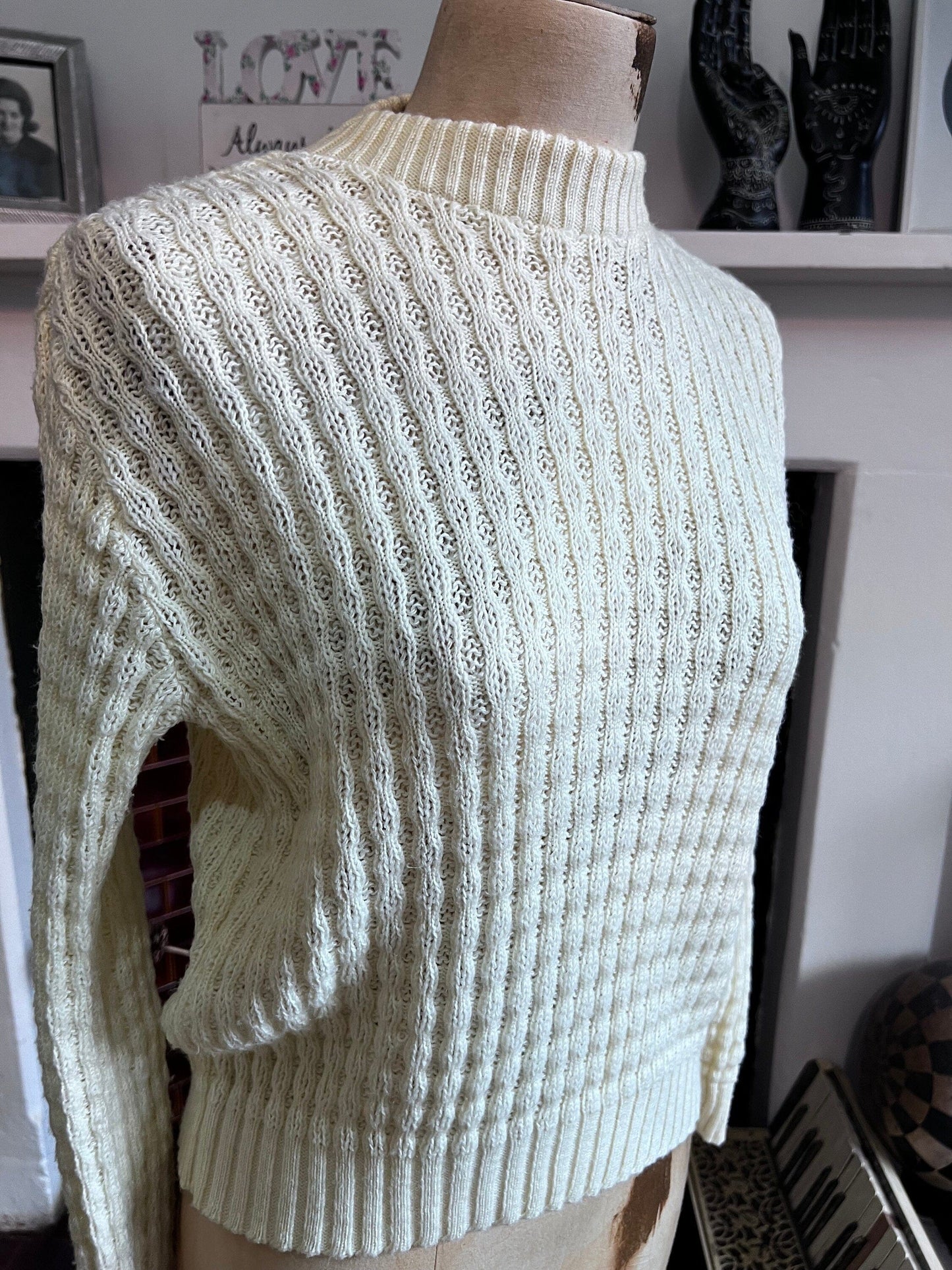 Vintage cream jumper acrylic jumper cream jumper, cream vintage knitwear, vintage pullover, vintage jumper, 1950s Vintage jumper, pullover