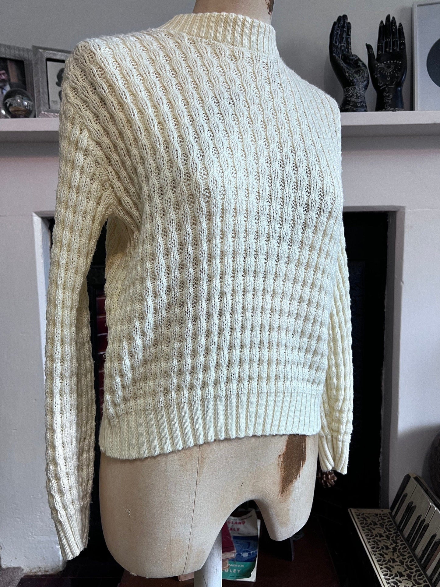 Vintage cream jumper acrylic jumper cream jumper, cream vintage knitwear, vintage pullover, vintage jumper, 1950s Vintage jumper, pullover