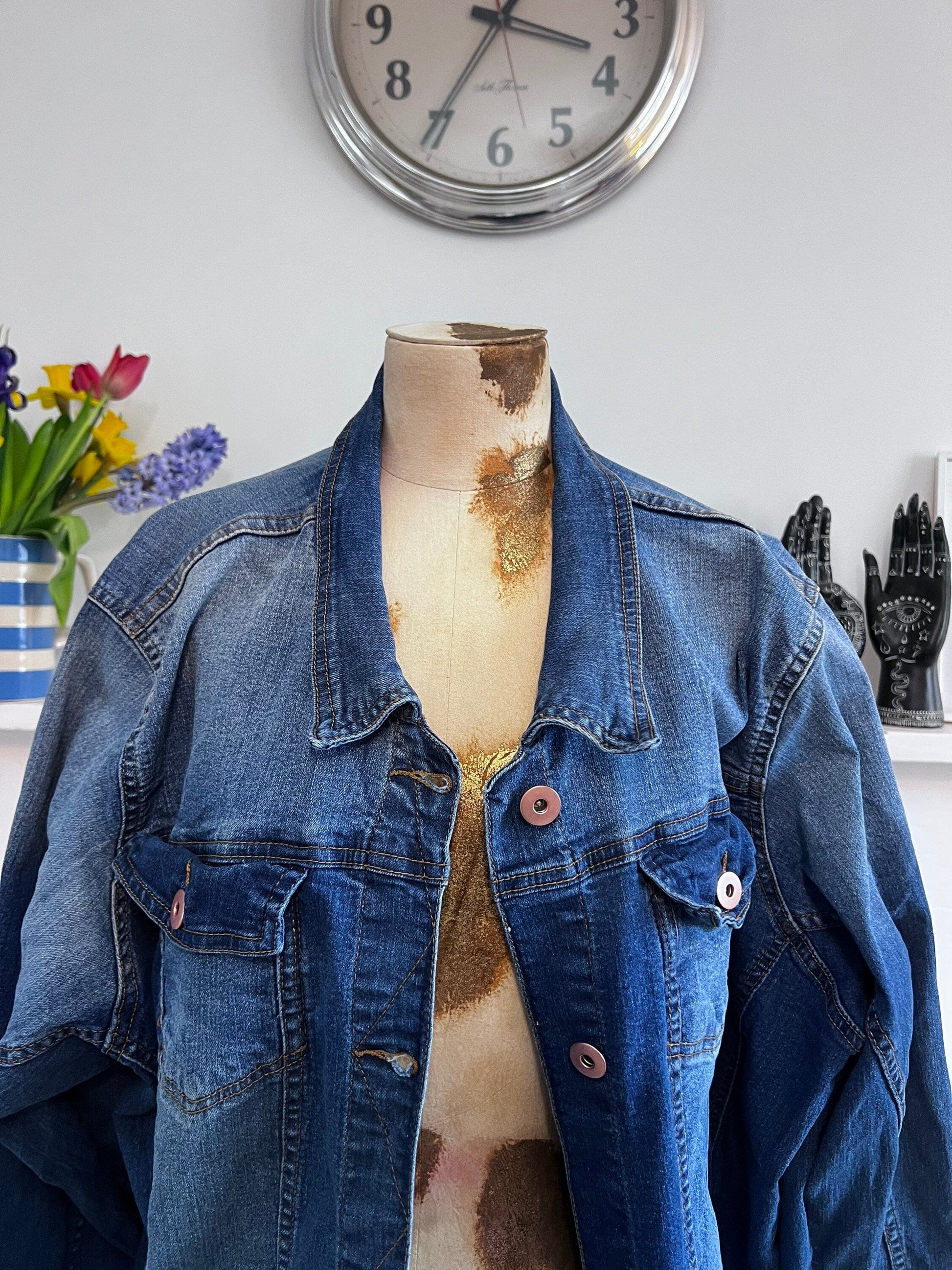 Vintage blue denim jacket 80’s 90’s denim jacket - Vintage denim Jacket Blue Stonewashed Denim - oversized UK22-24