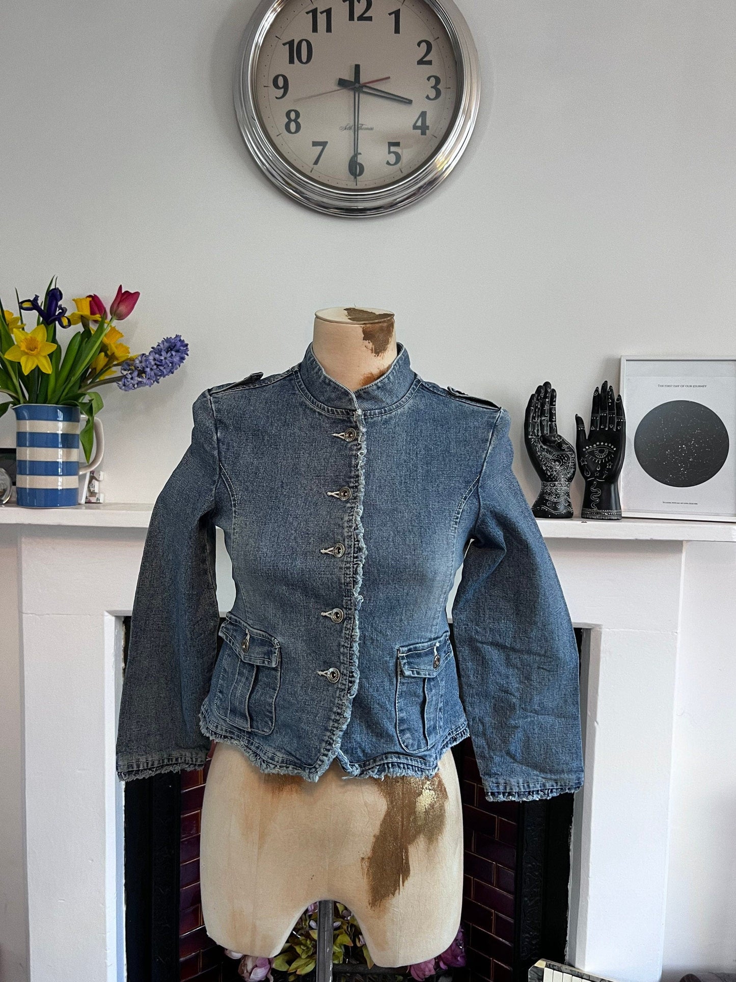 Vintage blue kids denim jacket 80’s denim jacket - Vintage denim Jacket Blue Stonewashed Denim - Fitted Age 9 XS