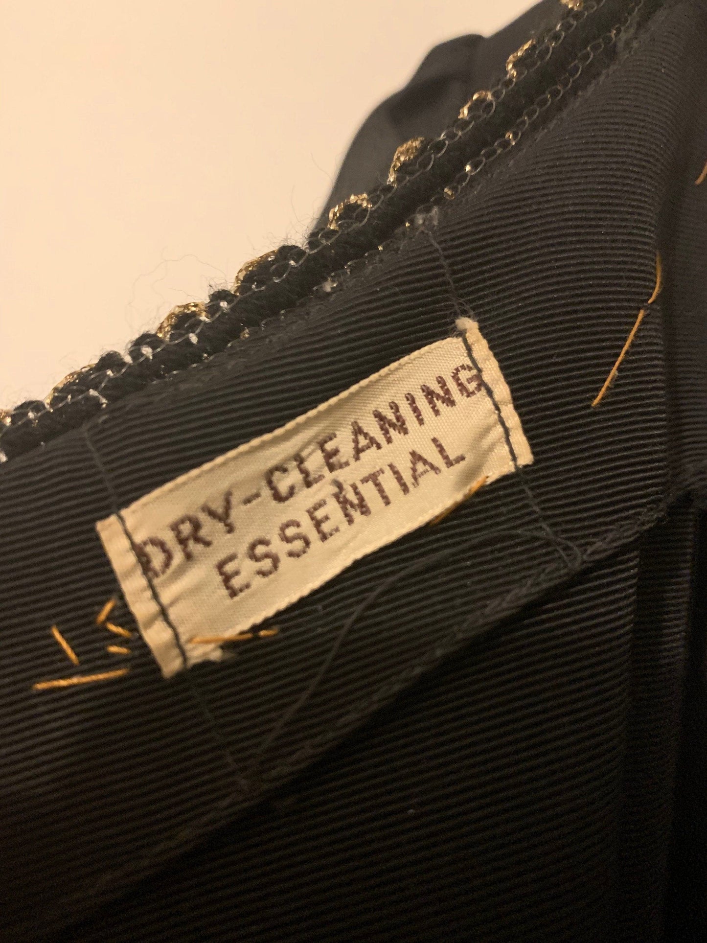 Vintage 50s Black Dress Carnegie Model - it’s a symphony Black and Gold Little Black Dress