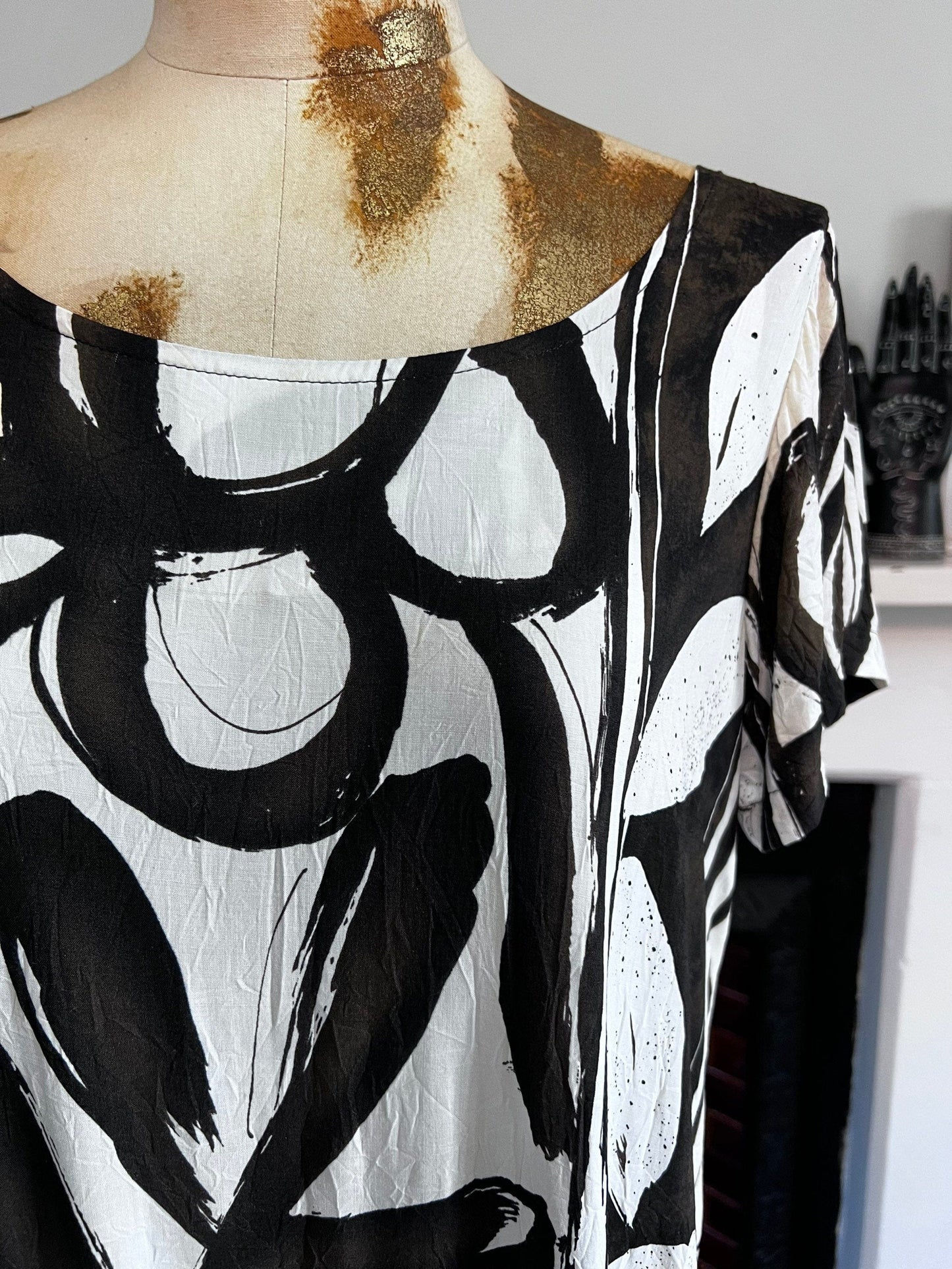 Vintage Black White 80s Smock Dress RaRa Dress With Pockets- Vintage Smock Dress small