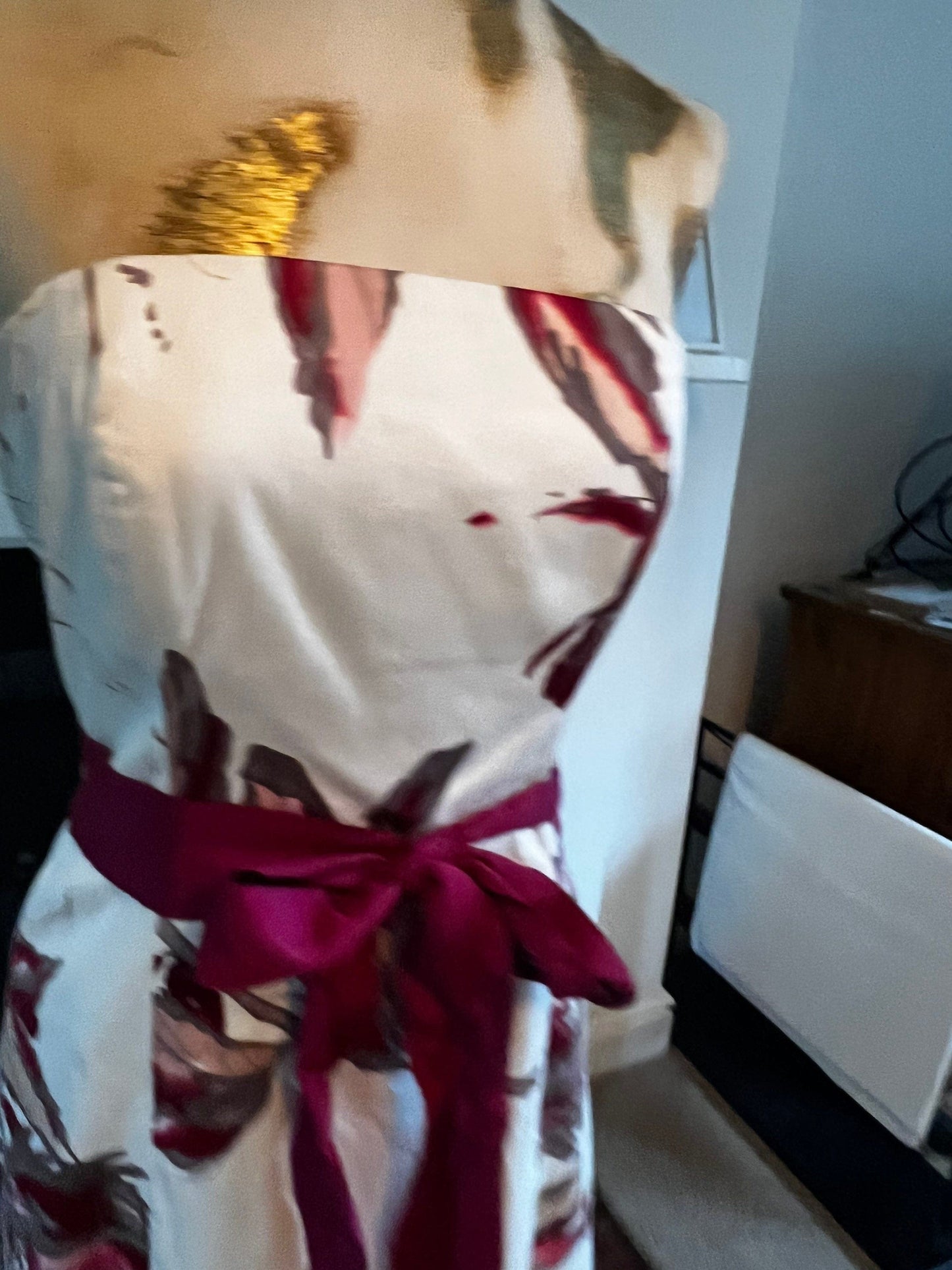 Vintage Cream Floral Vintage Coast Dress 1990s Strapless Pin Up Dress