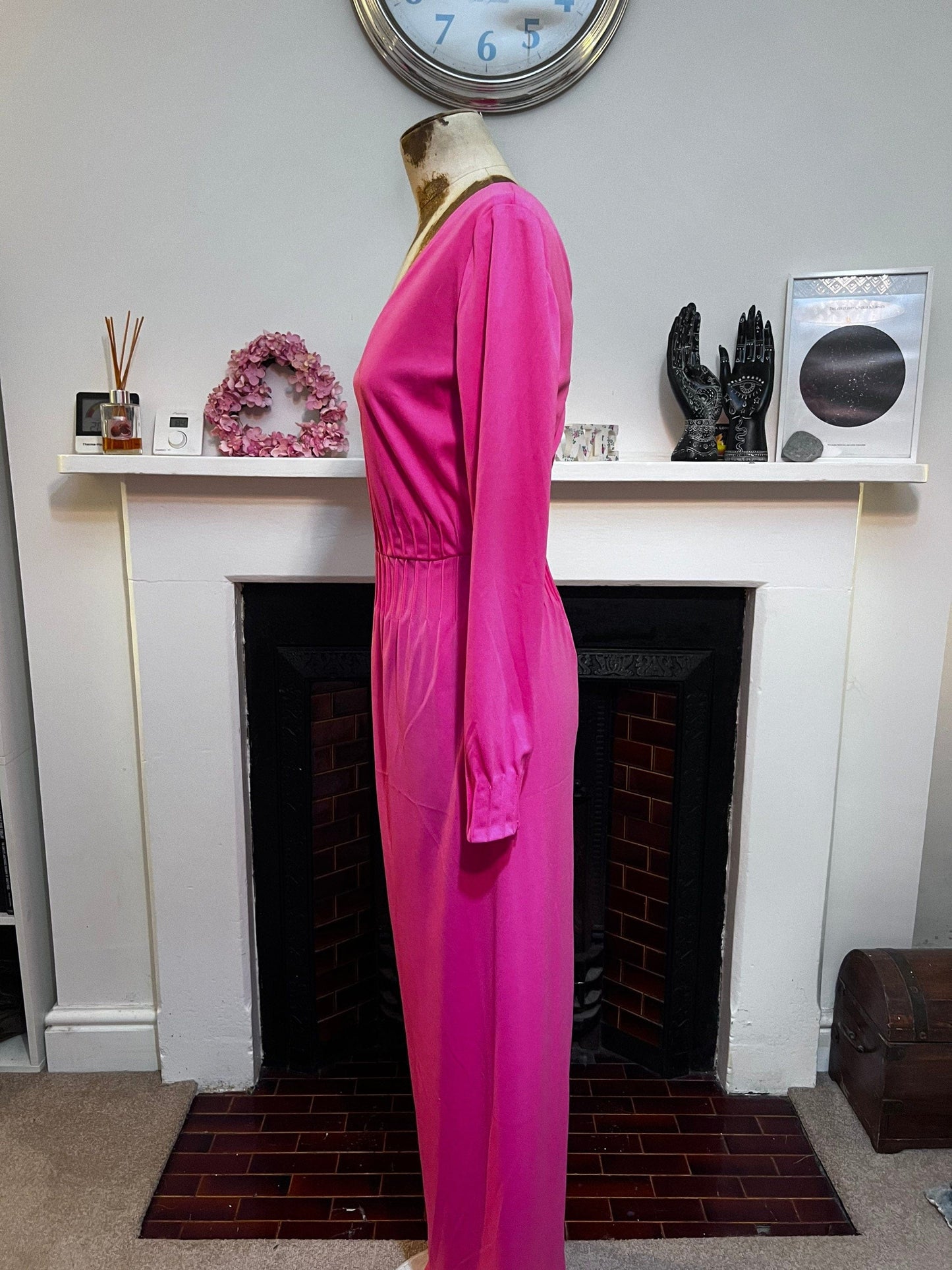Vintage Dress Pink Maxi Dress seen V neck - Fabulous Condition - Jean Allen 1960s