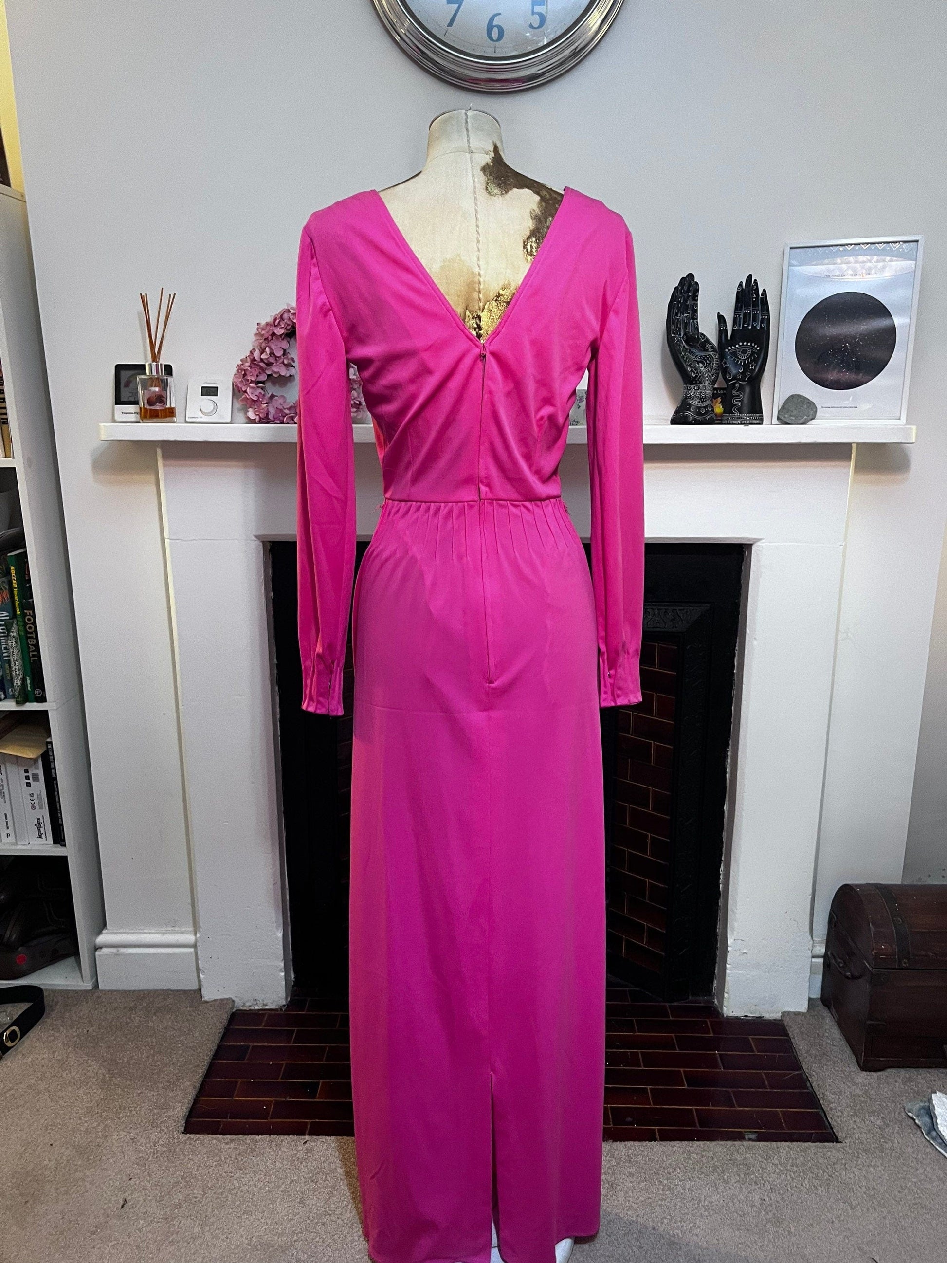 Vintage Dress Pink Maxi Dress seen V neck - Fabulous Condition - Jean Allen 1960s