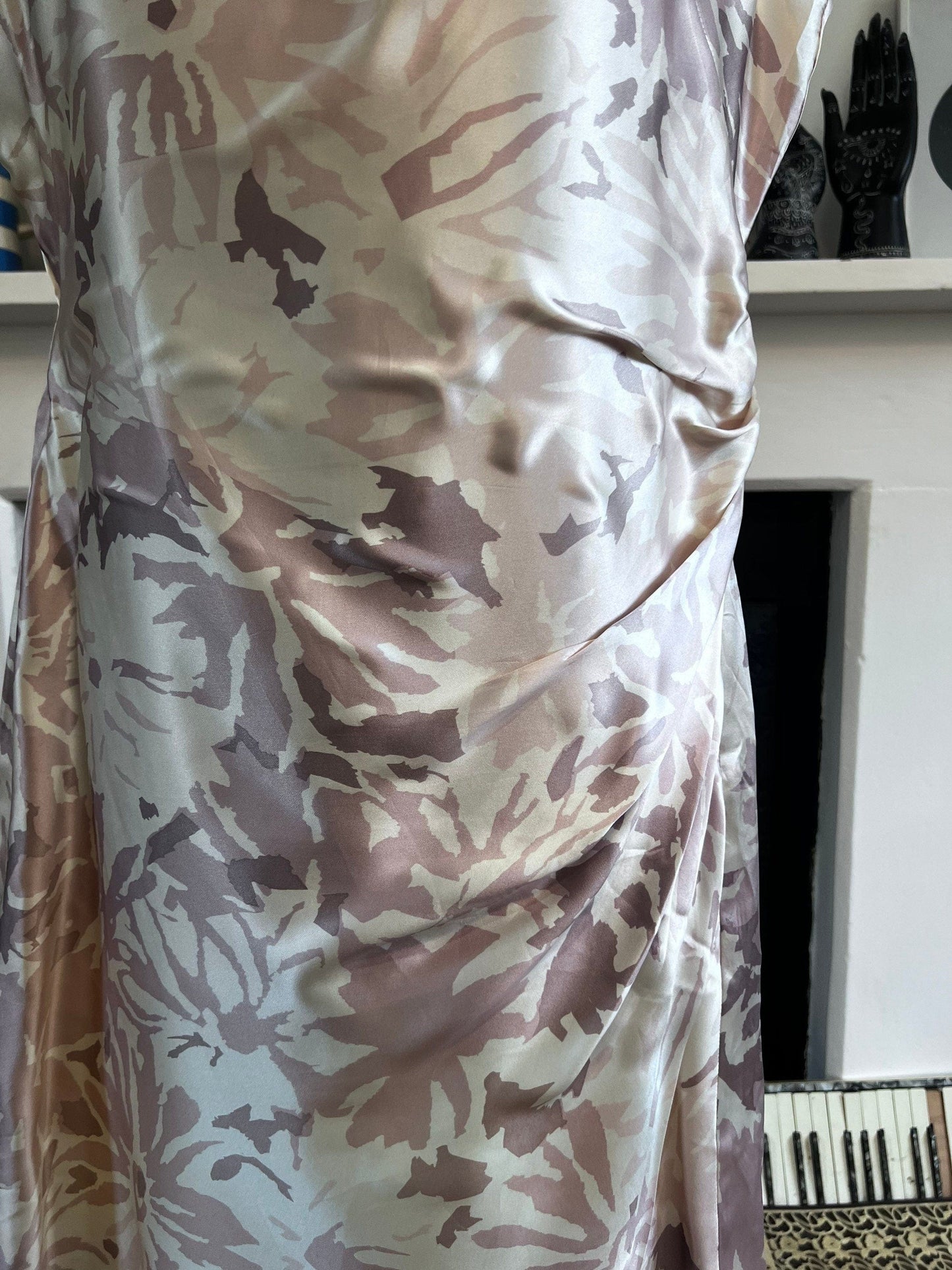 Vintage LK Bennett Dress - Pink Silk Shift Dress - gathered Detail vintage dress immaculate as new dress - UK16 Pink Silk Vintage Dress
