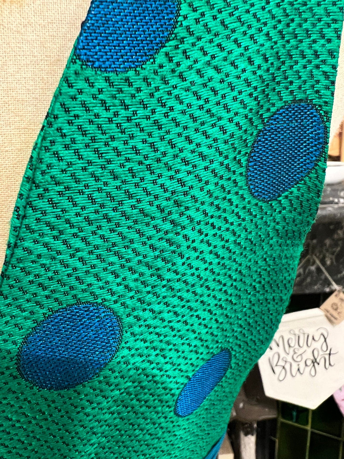 Vintage Silk Maxi Dress - Immaculate Condition - Jean Allen 1960s - Silk Embroidered - Polka Dots - Green Blue