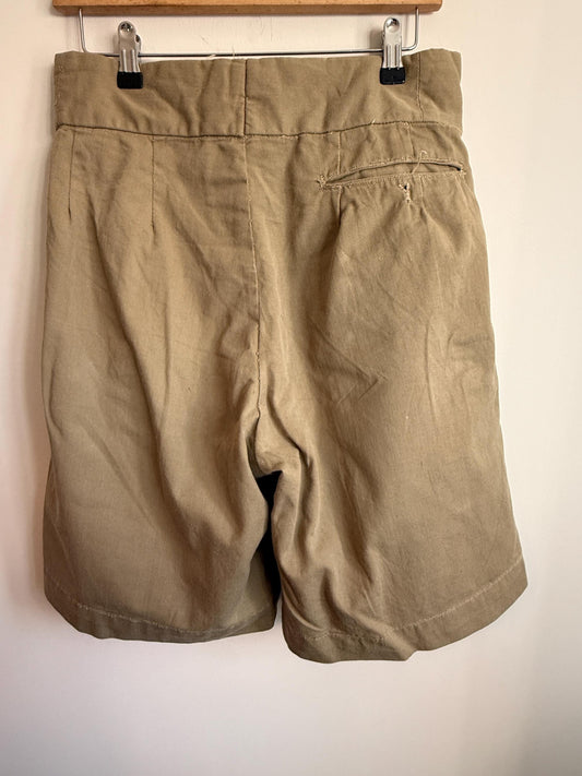 Vintage Gieves Ltd British Military Khaki Drill Shorts | 1930s 1940s Officer's Shorts | Twin Buckle Side Adjusters