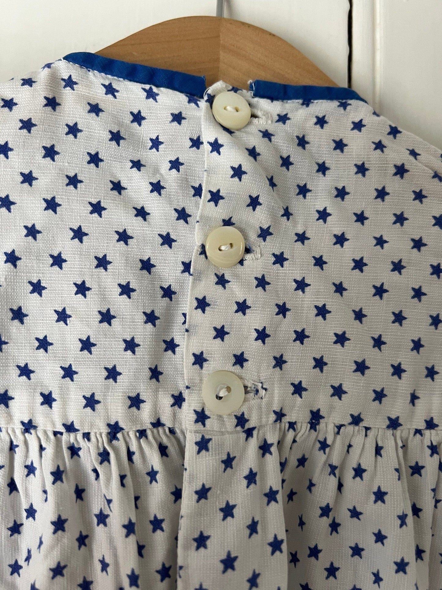 Vintage Girls Dress - Blue Star Patter Dress Baby Dress 2-3 years