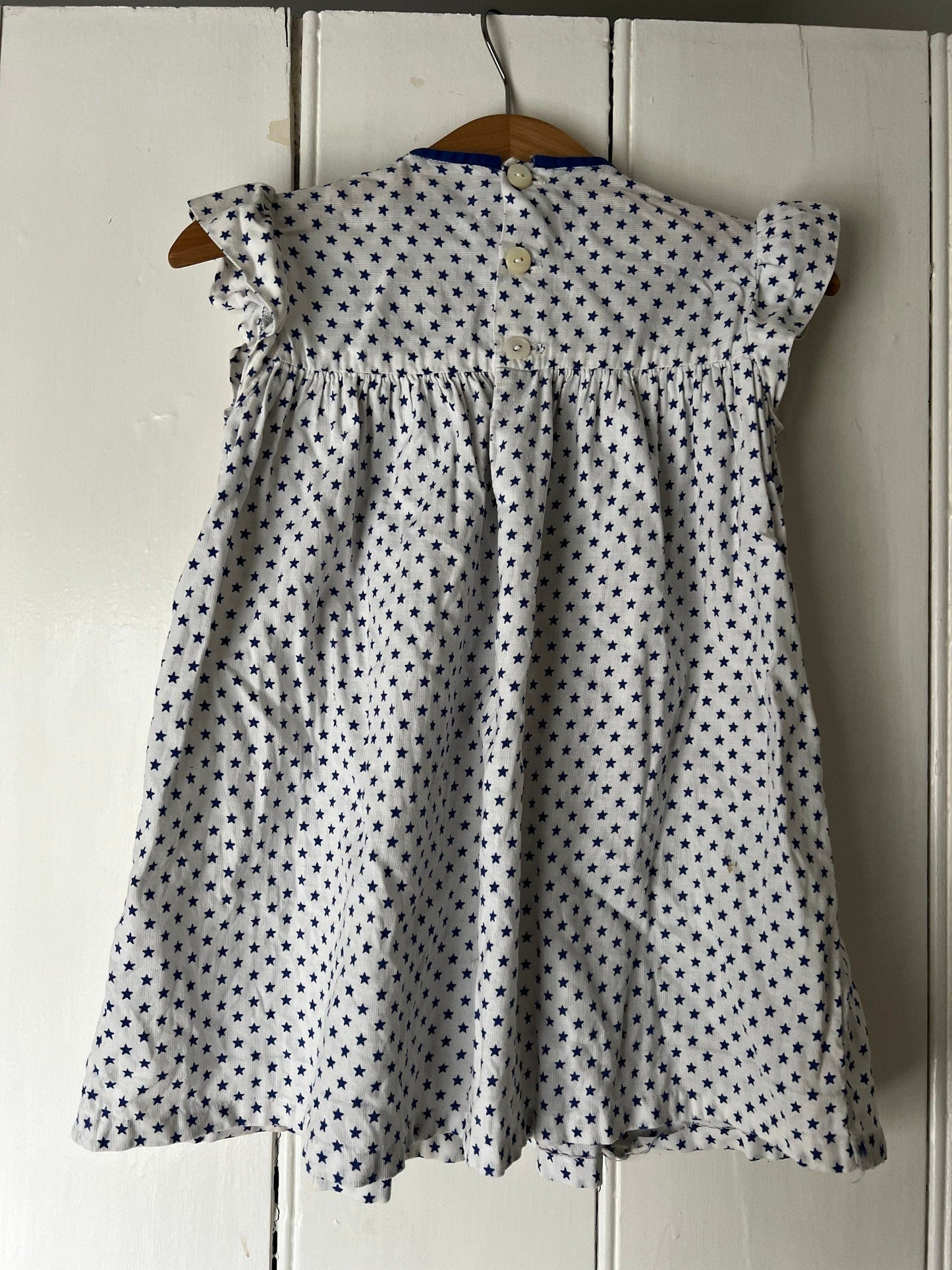 Vintage Girls Dress - Blue Star Patter Dress Baby Dress 2-3 years