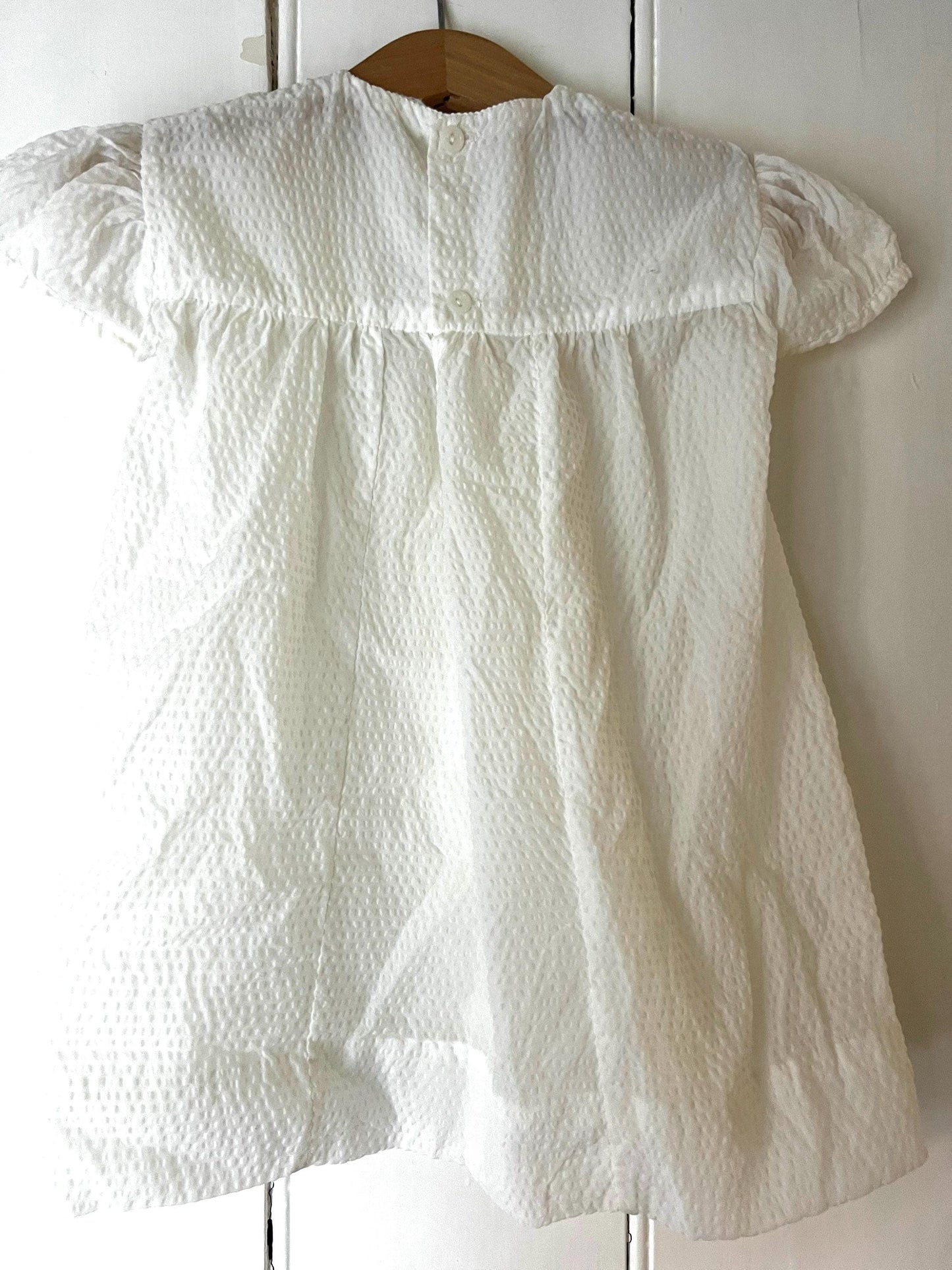 Vintage Girls Dress - off white and pink terylene Dress Baby Dress age 2-3 years
