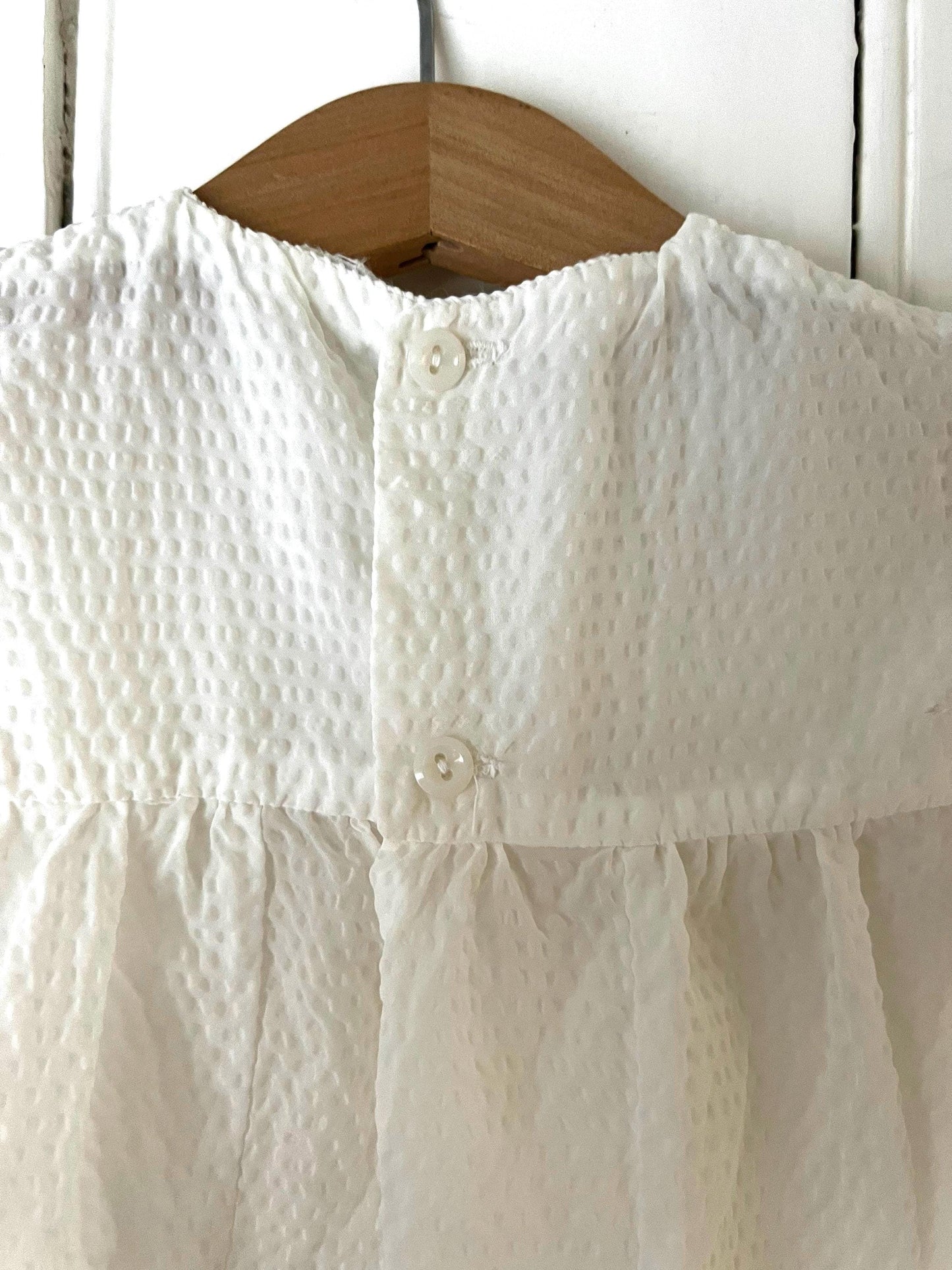 Vintage Girls Dress - off white and pink terylene Dress Baby Dress age 2-3 years