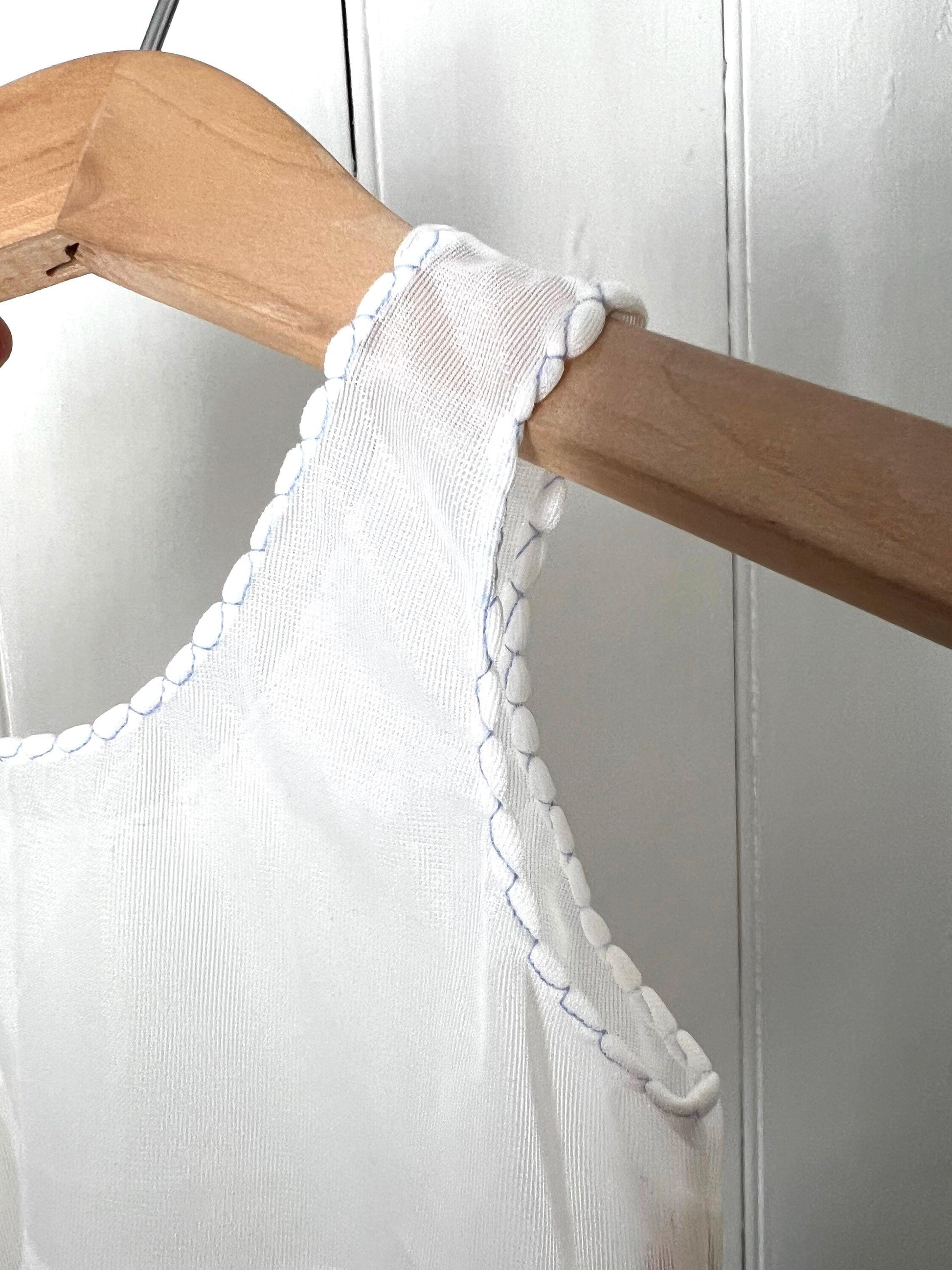 Vintage Girls Dress - white and blue nylon Dress Baby Dress age 2-3 years