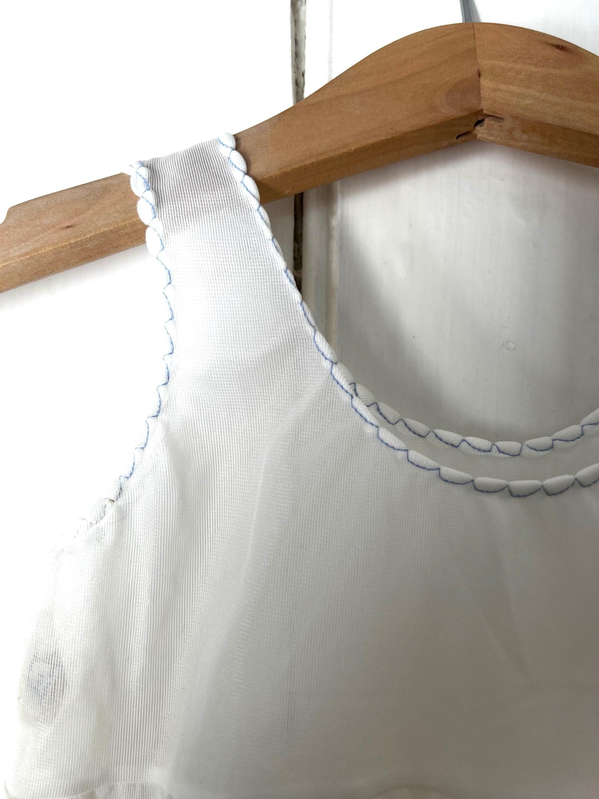Vintage Girls Dress - white and blue nylon Dress Baby Dress age 2-3 years
