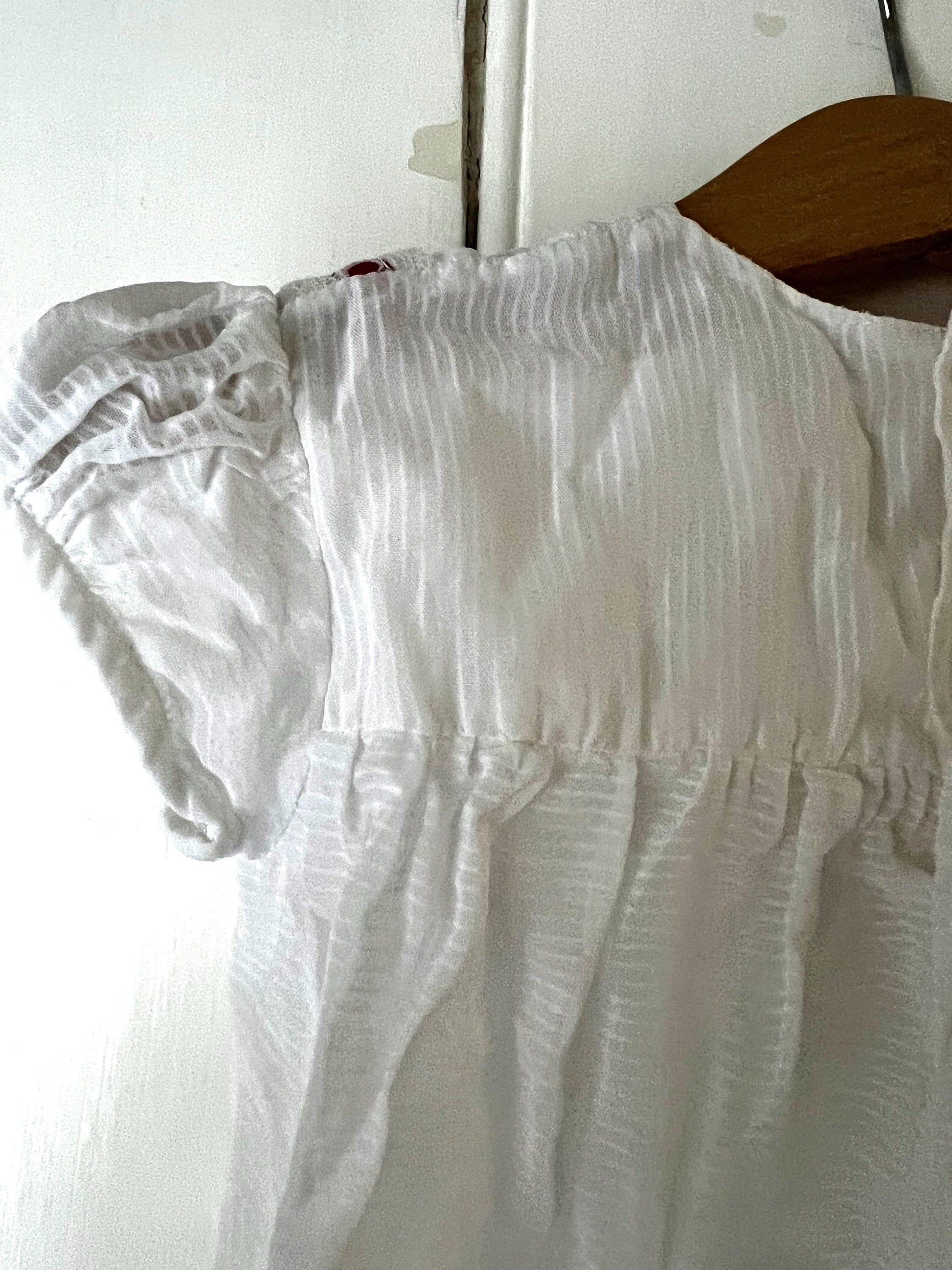 Vintage Girls Dress - white and red terylene Dress Baby Dress age 2-3 years