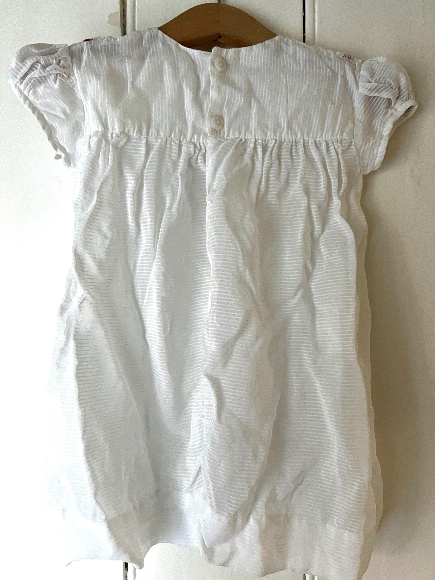 Vintage Girls Dress - white and red terylene Dress Baby Dress age 2-3 years