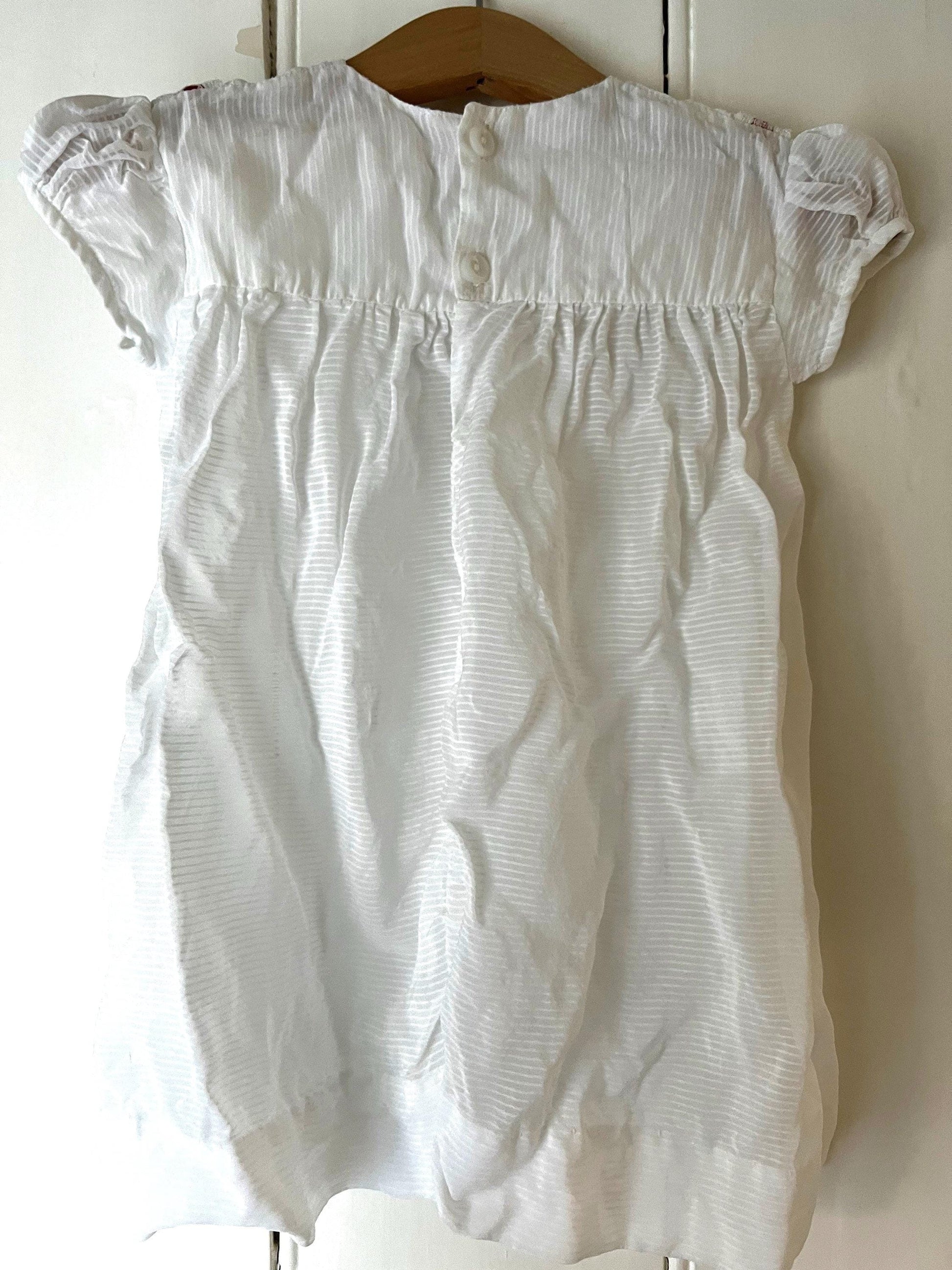 Vintage Girls Dress - white and red terylene Dress Baby Dress age 2-3 years