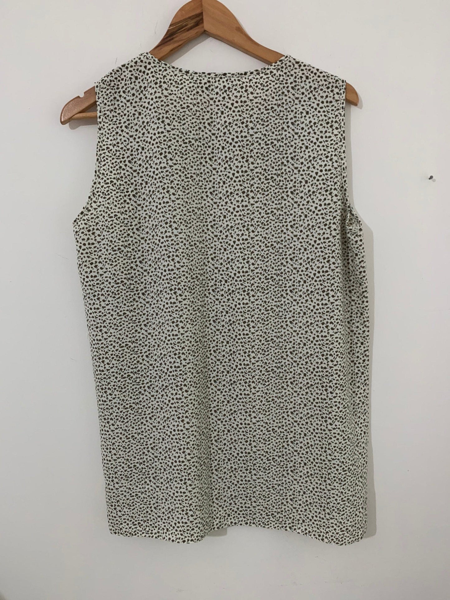 Grey Abstract Spotty Vintage Blouse Semi Sheer Boxy sleeveless tank - Size 14