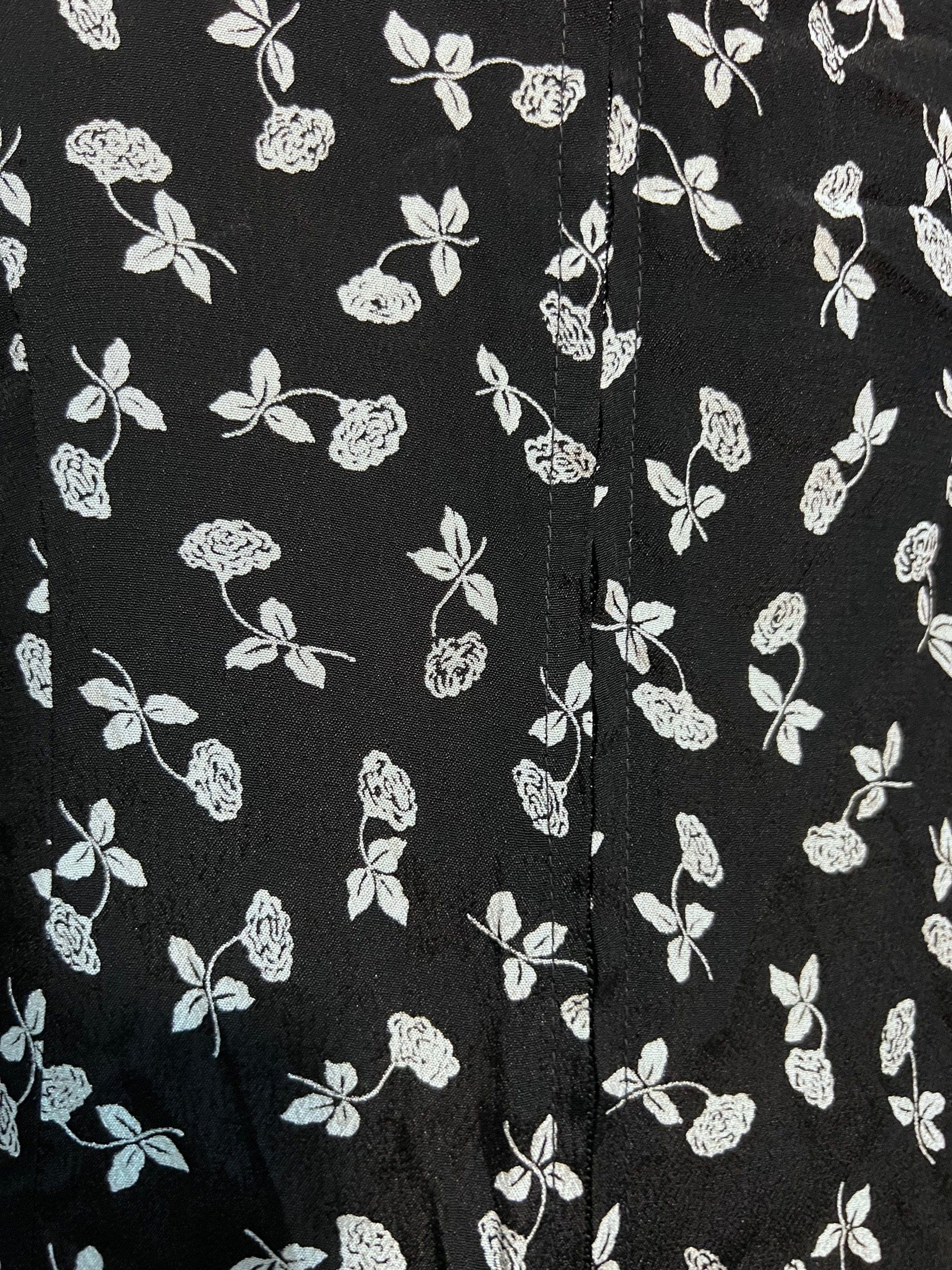 Vintage Jumpsuit 90s Floral Black White Romper Playsuit Black and white