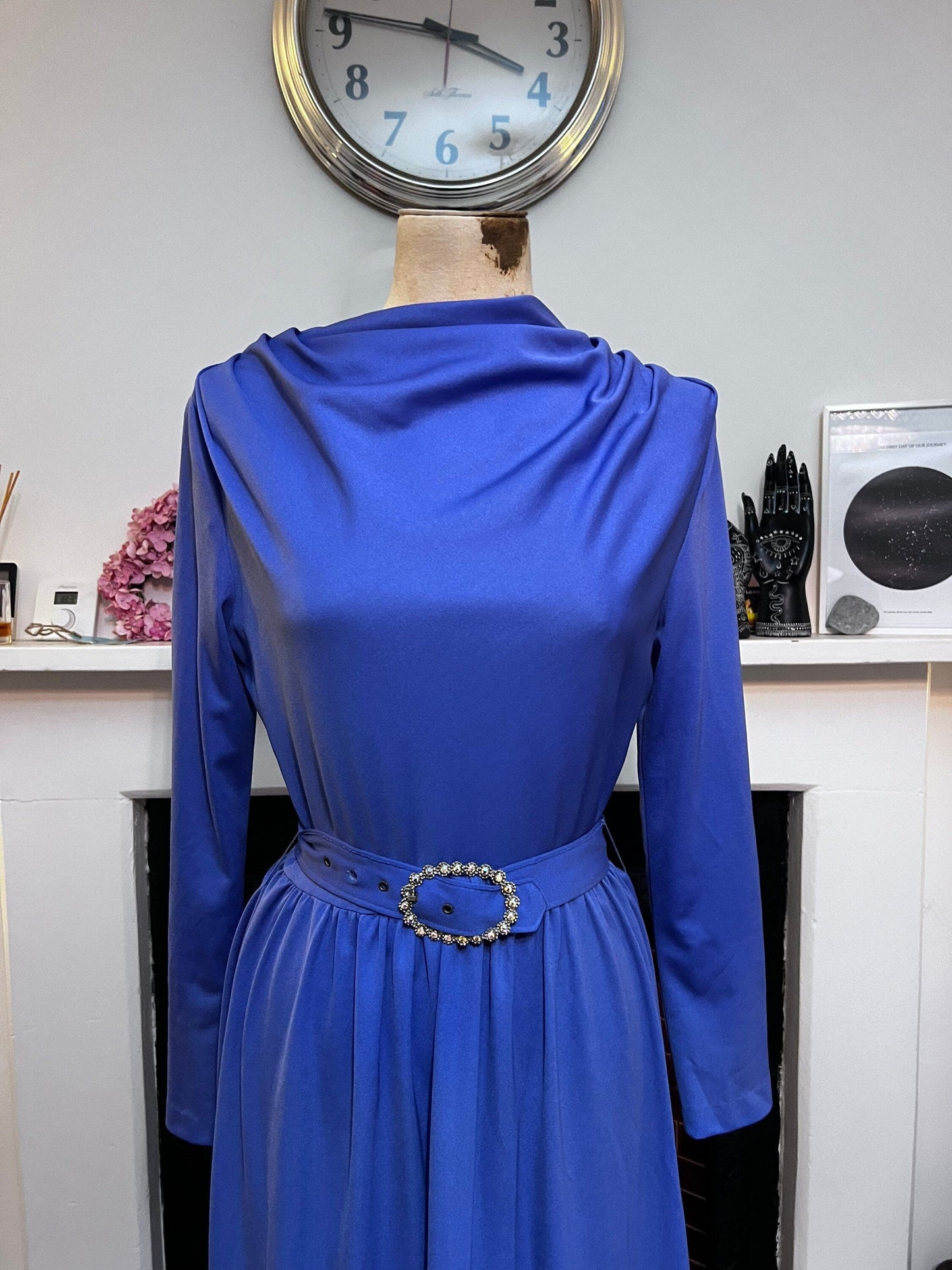 Vintage Dress Purple Maxi Dress Carnegie of London - Purple Crimplene Dress Vintage Size 12 - 1960s