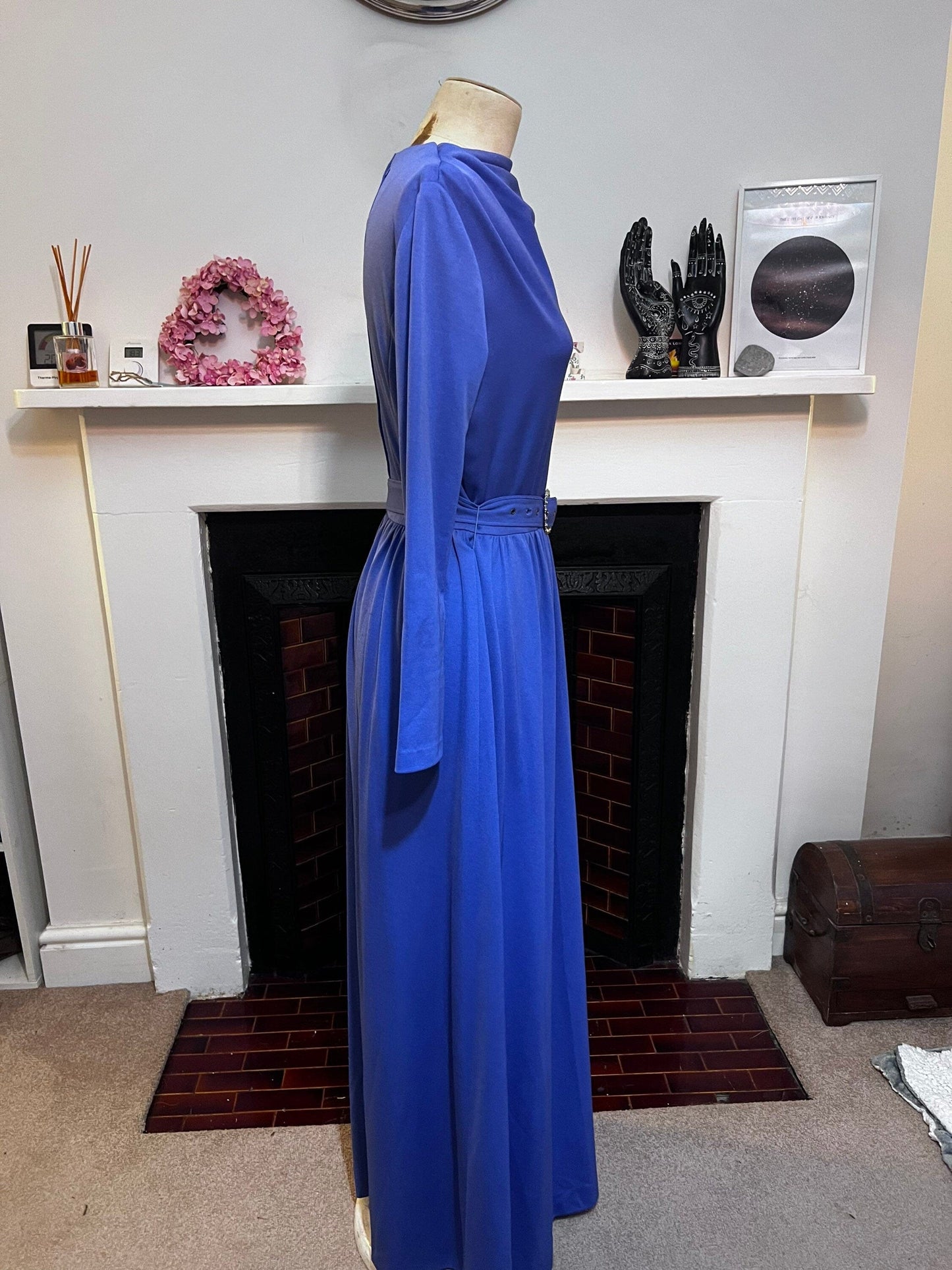 Vintage Dress Purple Maxi Dress Carnegie of London - Purple Crimplene Dress Vintage Size 12 - 1960s