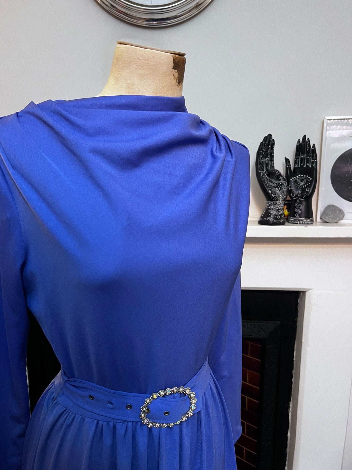 Vintage Dress Purple Maxi Dress Carnegie of London - Purple Crimplene Dress Vintage Size 12 - 1960s
