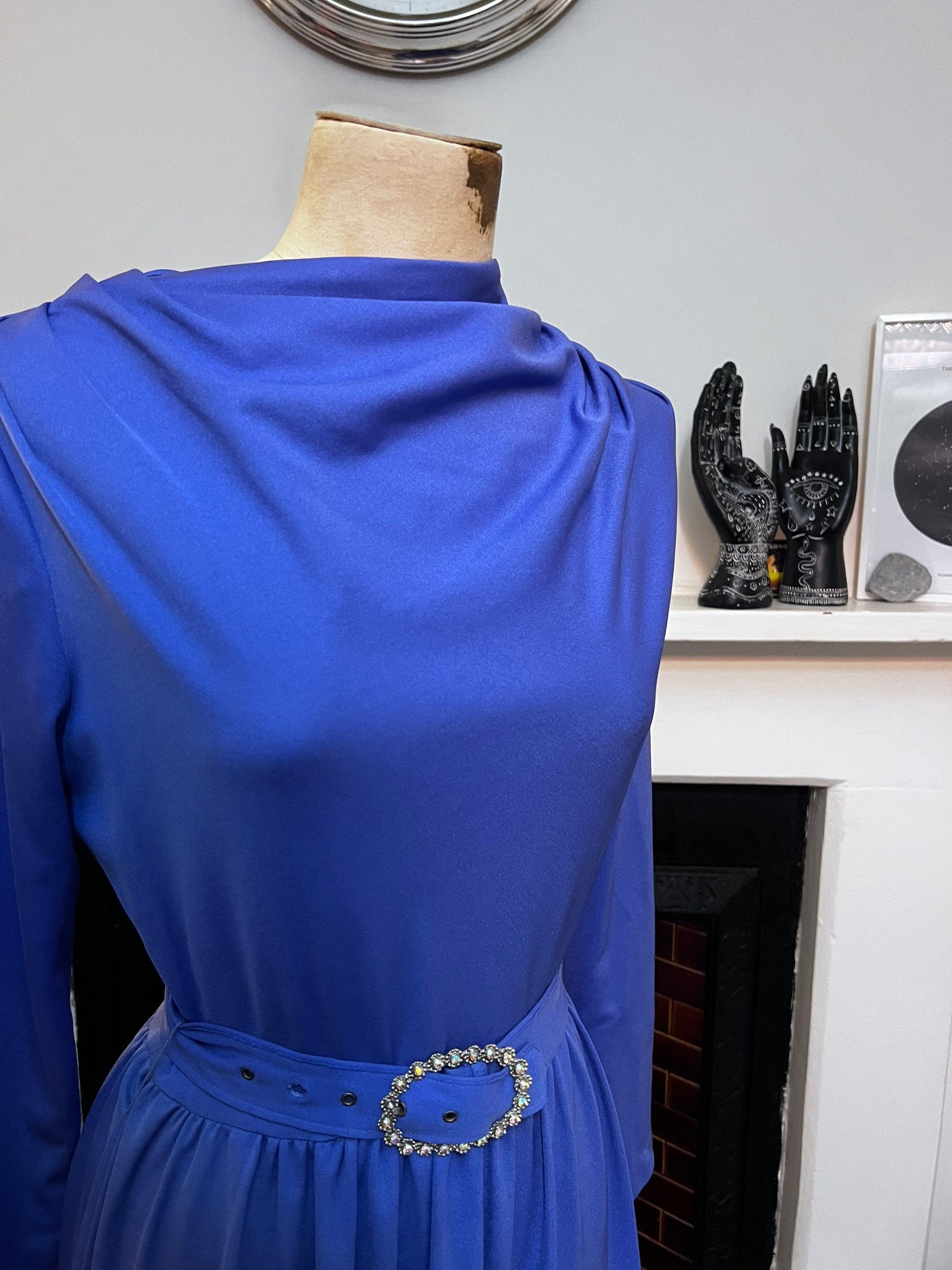 Vintage Dress Purple Maxi Dress Carnegie of London - Purple Crimplene Dress Vintage Size 12 - 1960s