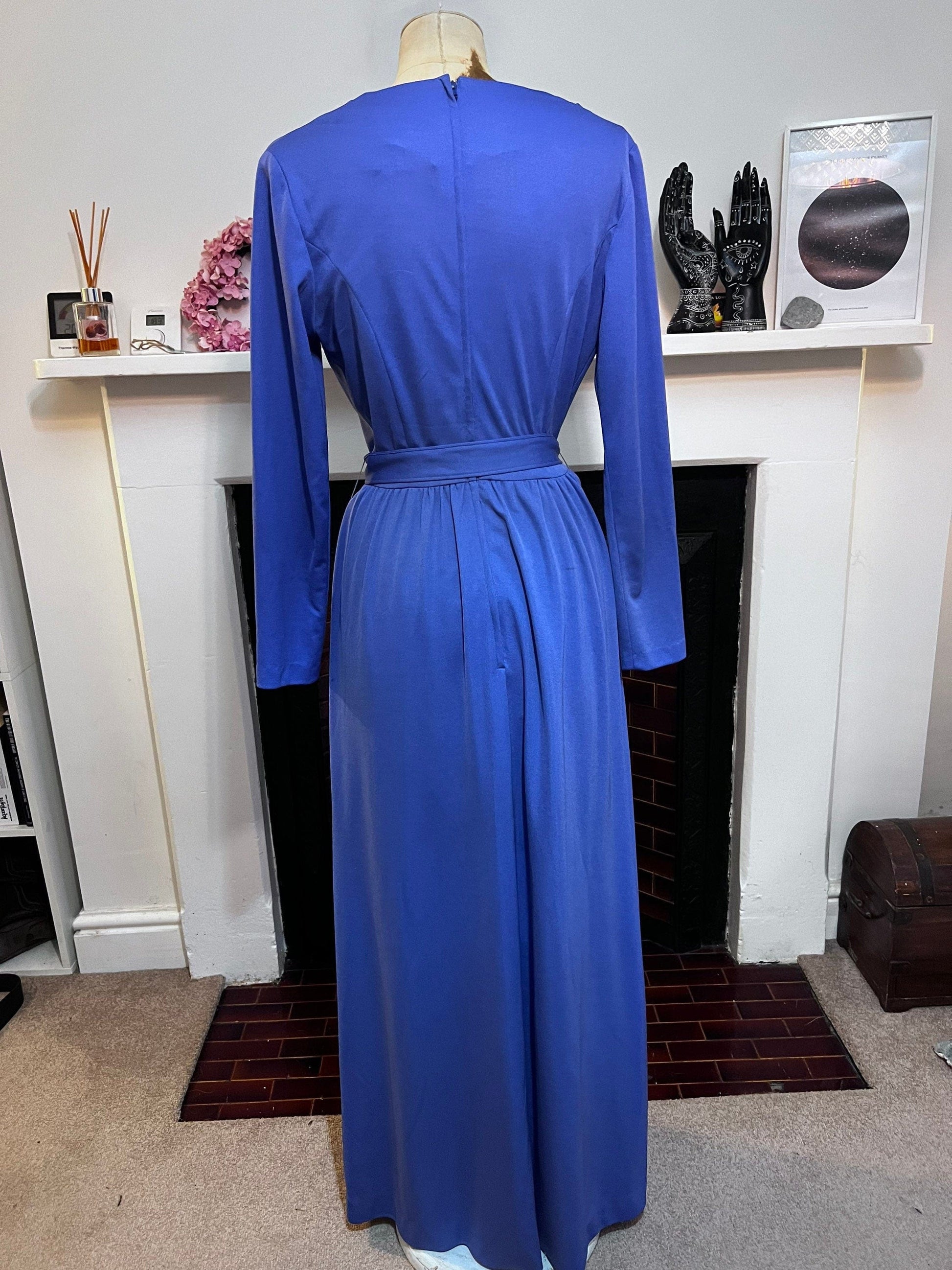 Vintage Dress Purple Maxi Dress Carnegie of London - Purple Crimplene Dress Vintage Size 12 - 1960s