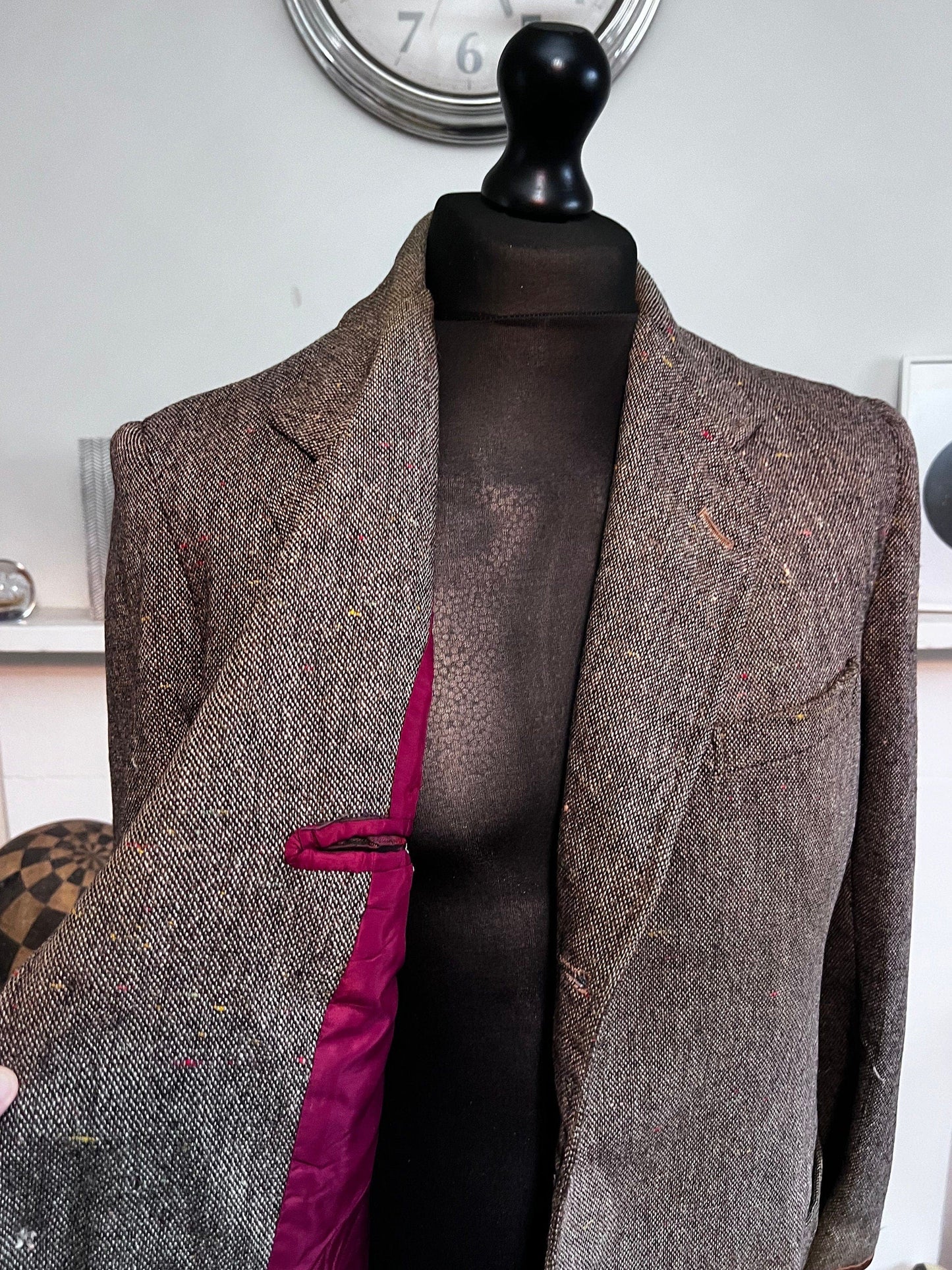 1960s Vintage Mens Tweed Ryder Amies Tweed Jacket , vintage tweed, fleck tweed jacket, brown tweed jacket, vintage tweed blazer, mens
