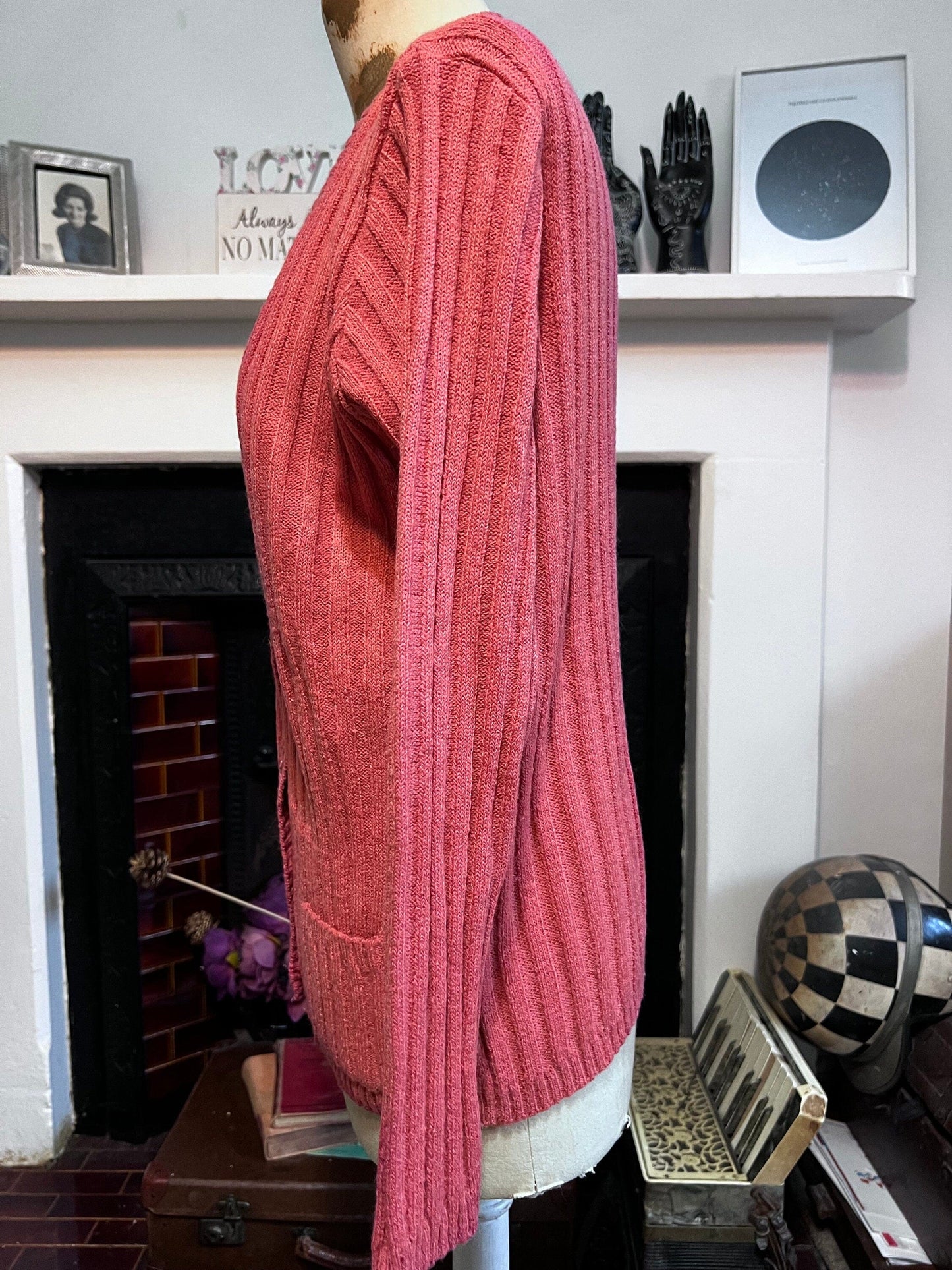 Vintage pink orange jaeger cardigan, pink cardigan, pink vintage knitwear, vintage cardigan, vintage cardi, 1980s, vintage knitwear, jaeger