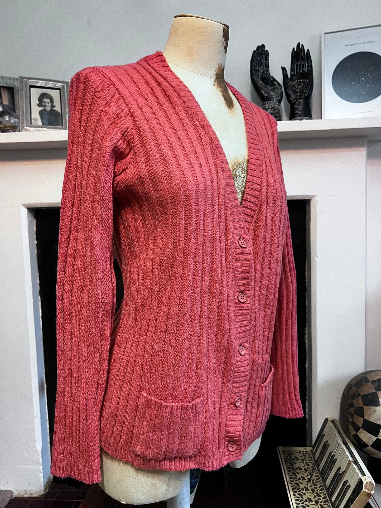 Vintage pink orange jaeger cardigan, pink cardigan, pink vintage knitwear, vintage cardigan, vintage cardi, 1980s, vintage knitwear, jaeger