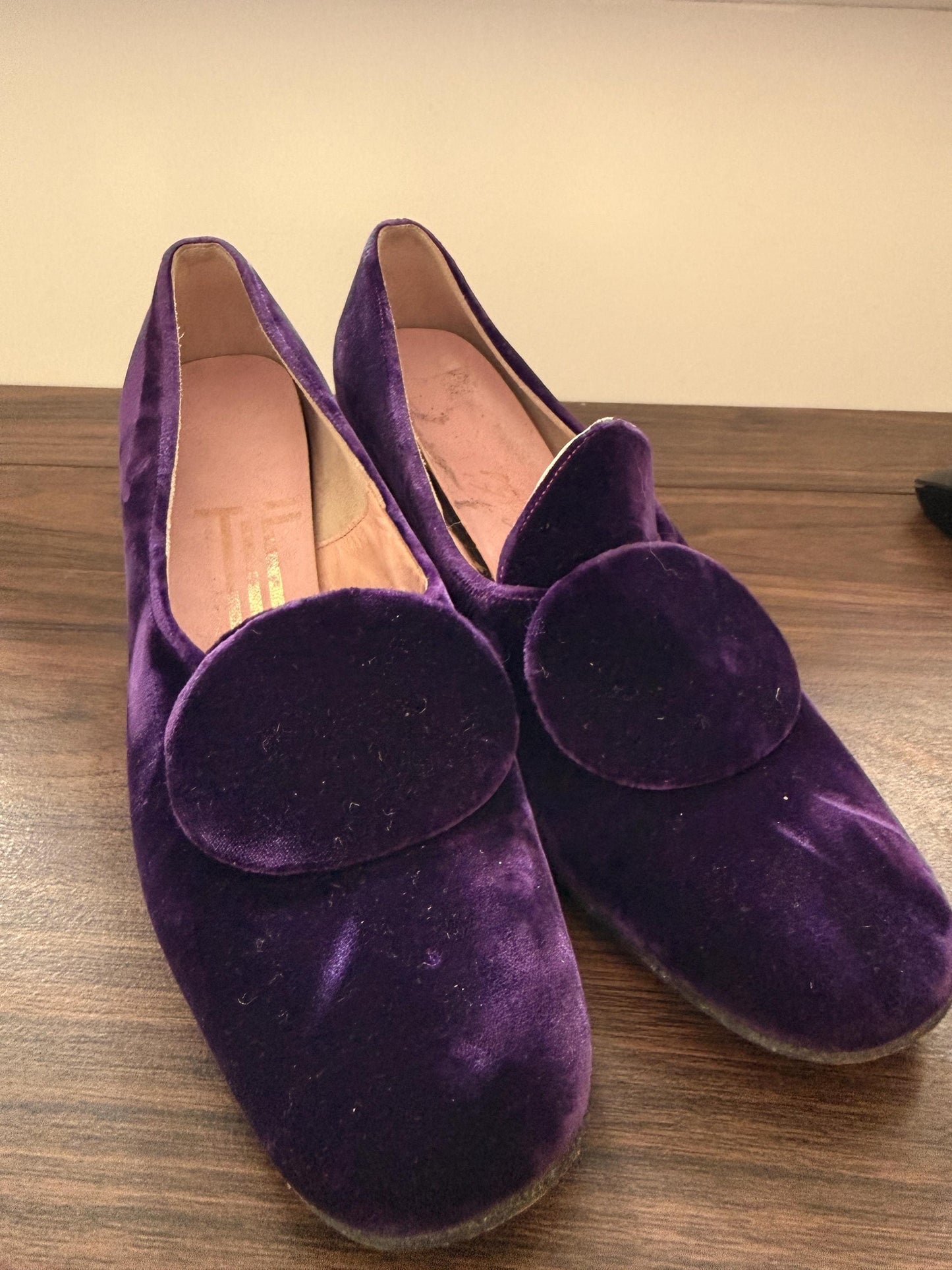 Vintage Purple Velvet Court Shoes | 1960s 1970s Block Heel, All Leather Lining