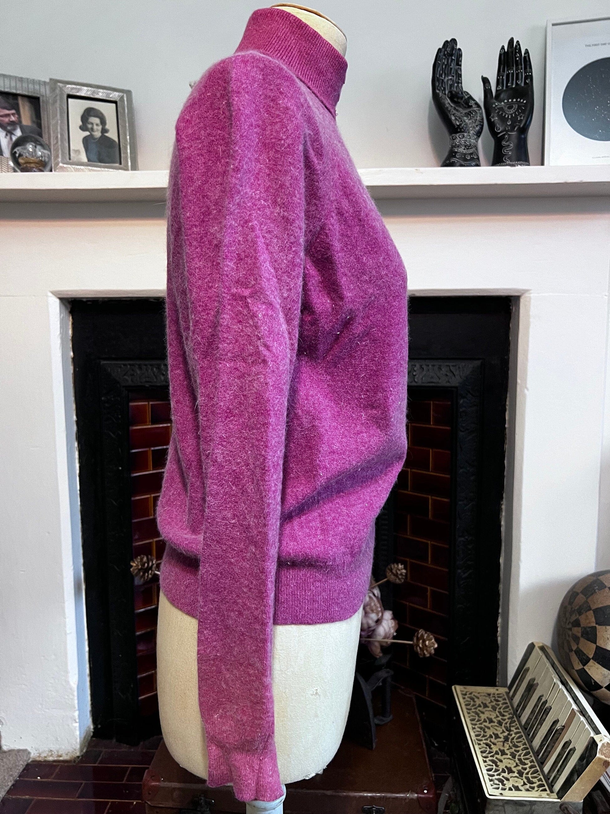 Vintage raspberry pink jumper lambswool jumper pink jumper, vintage knitwear, vintage pullover, vintage jumper, 1950s, vintage knitwear ango