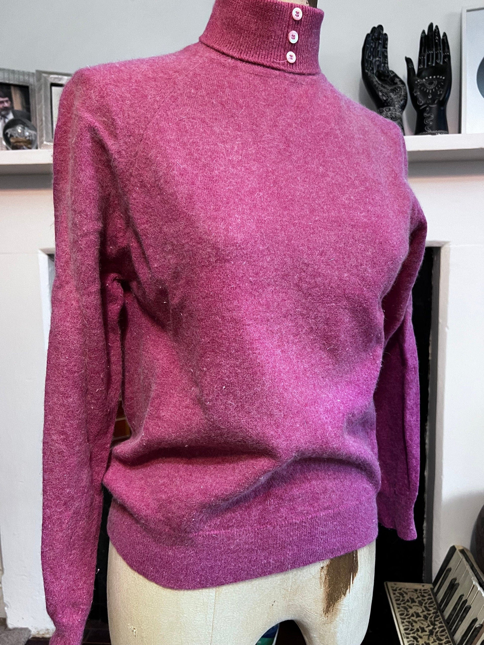 Vintage raspberry pink jumper lambswool jumper pink jumper, vintage knitwear, vintage pullover, vintage jumper, 1950s, vintage knitwear ango