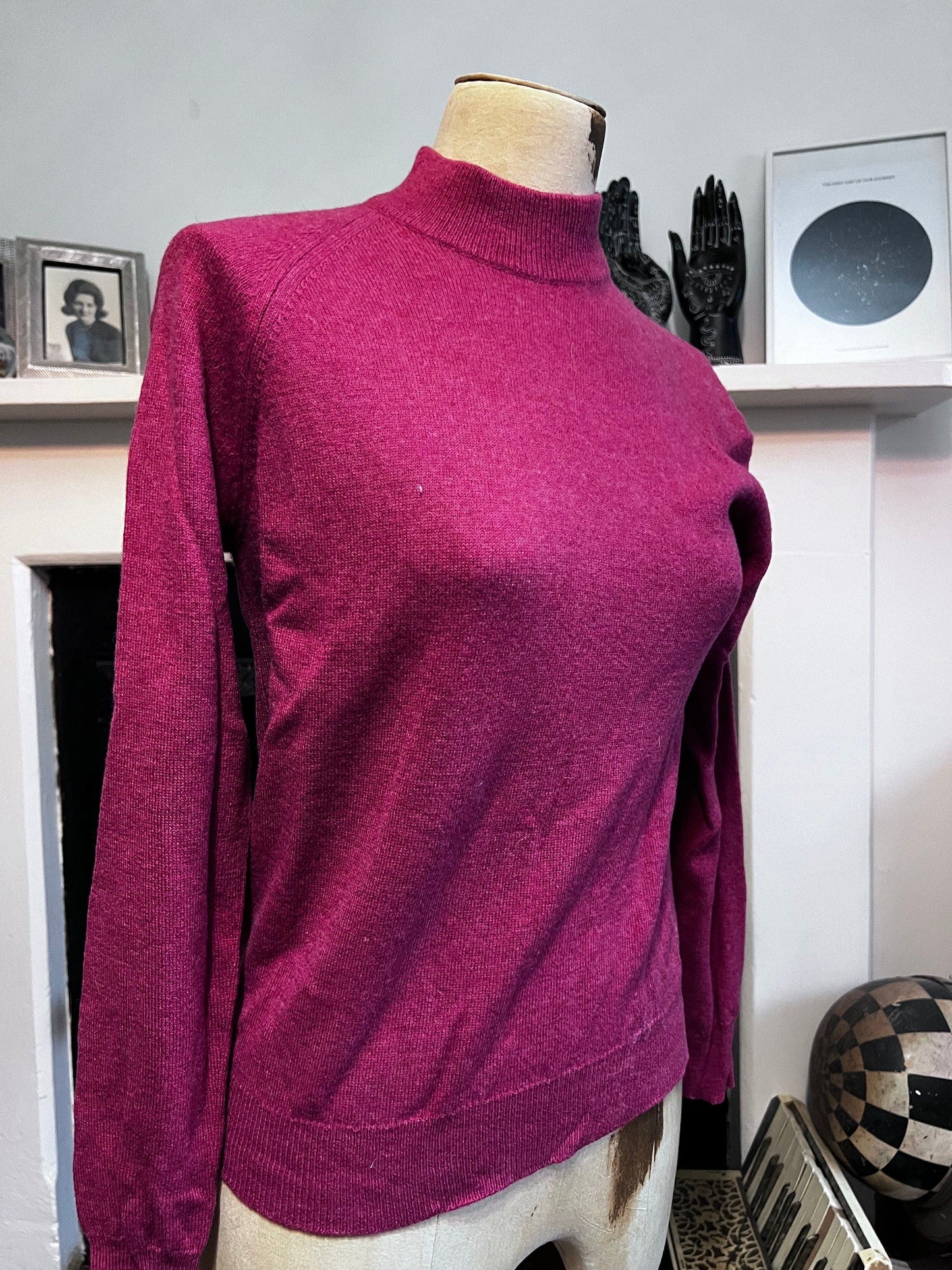 Vintage raspberry pink jumper lambswool jumper pink jumper, vintage knitwear, vintage pullover, vintage jumper, 1950s, vintage knitwear, top