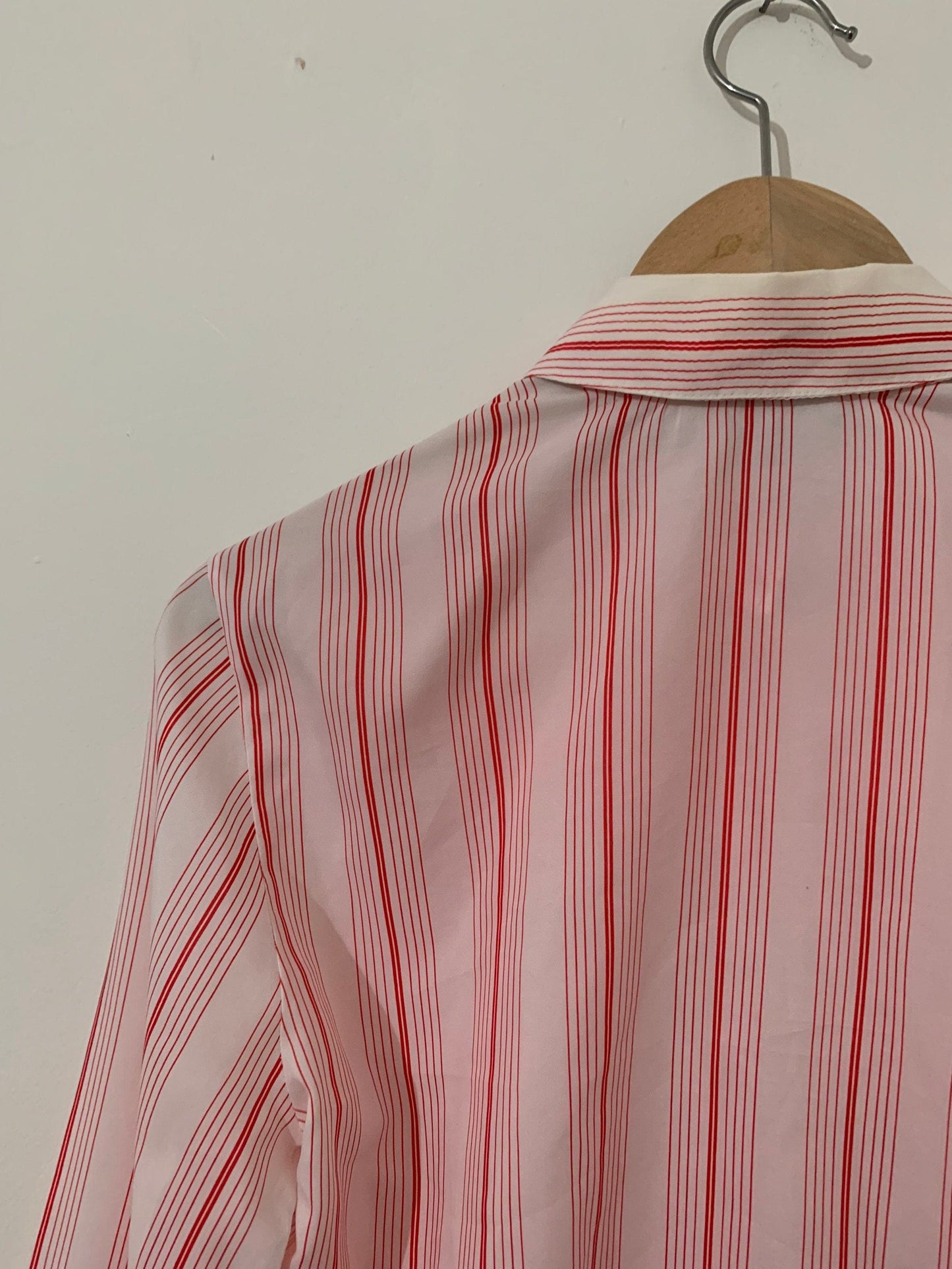 Vintage red Blouse Shirt red and white stripe pattern blouse vintage Debenhams 80s