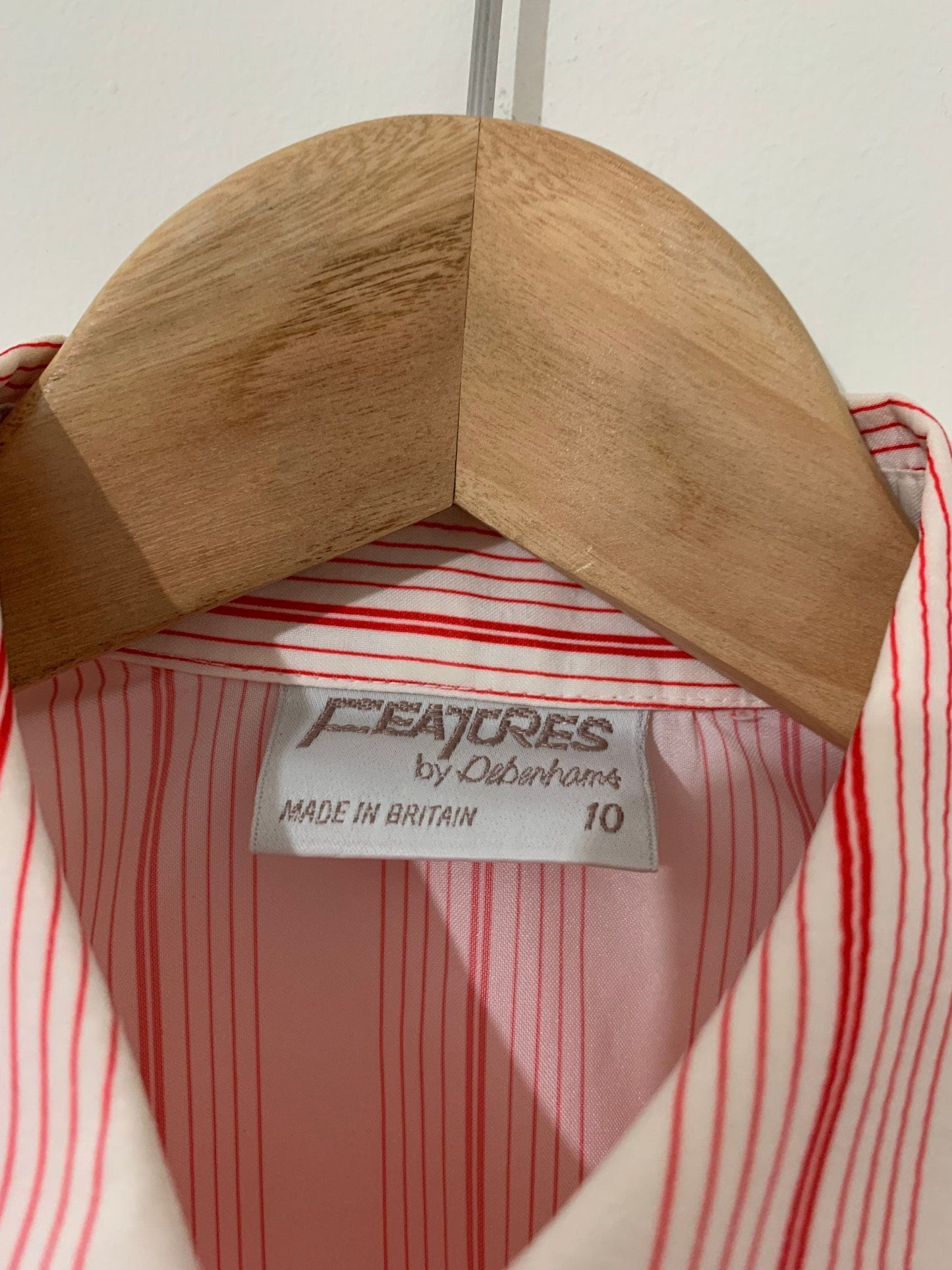 Vintage red Blouse Shirt red and white stripe pattern blouse vintage Debenhams 80s