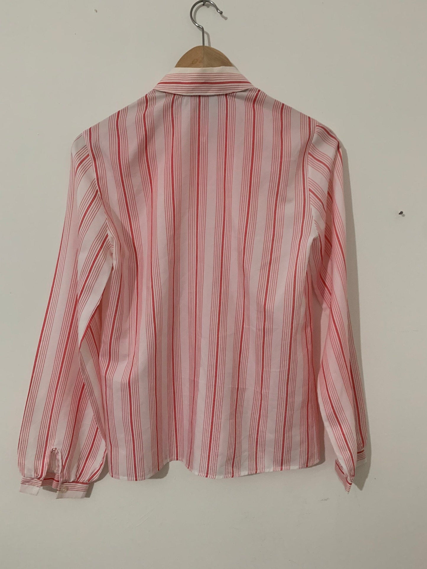 Vintage red Blouse Shirt red and white stripe pattern blouse vintage Debenhams 80s
