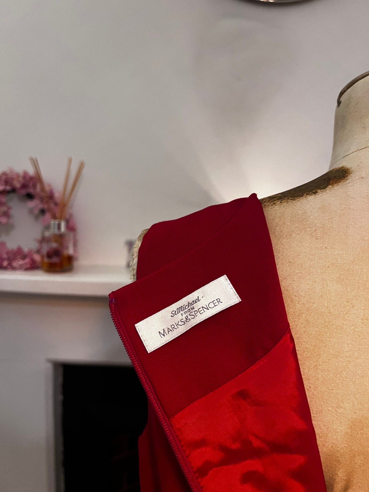 Vintage Scarlet Red Shift Dress - St Michael Marks and Spencer Shift Dres 1995 - Unworn Condition UK12