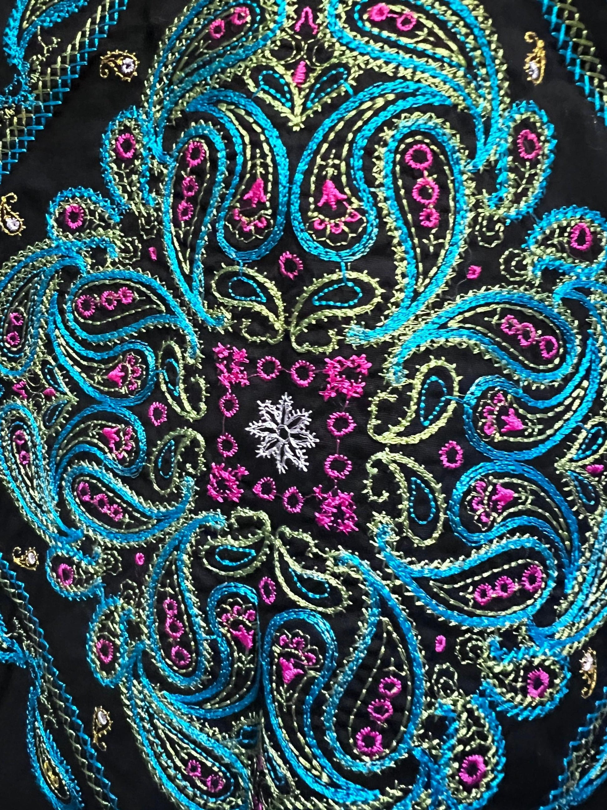 Vintage 1990s Black Embroidered stretch Pencil Skirt Knee Length UK Size 10 - 90s Fashion Stretch Mini Skirt Black