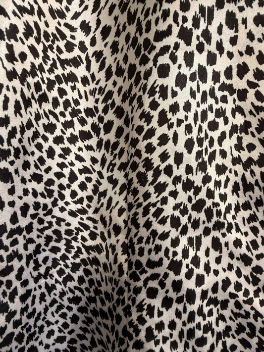 Vintage Style Report Animal Print Blouse | Black White Leopard Shirt | 90s Statement Blouse | UK 14