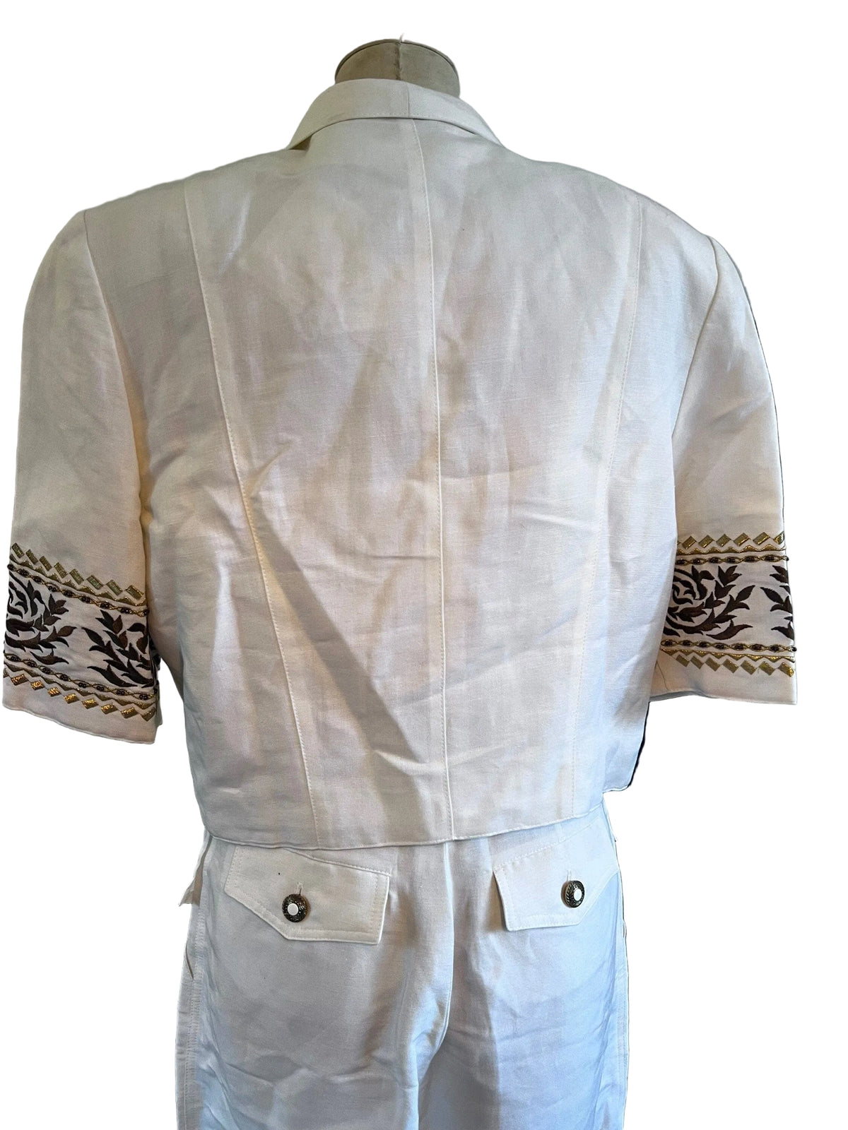 Vintage Suit Three Piece Suit Linen Cream 1980s Shorts Blouse and Jacket Suit - West German - Unworn Suit Still Tagged ! Brand New Vintage