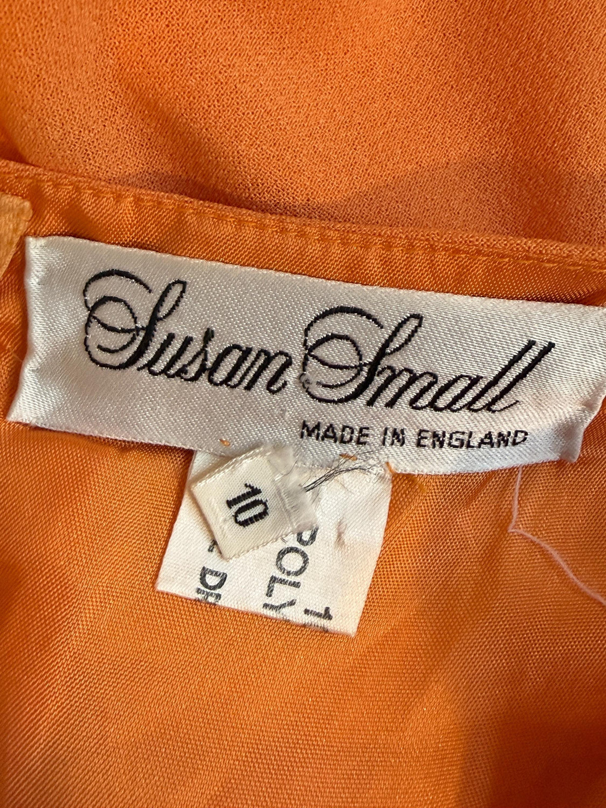 Vintage Susan Small Orange Maxi Dress | 1970s Strappy Evening Dress | Cutwork Bodice Size 10