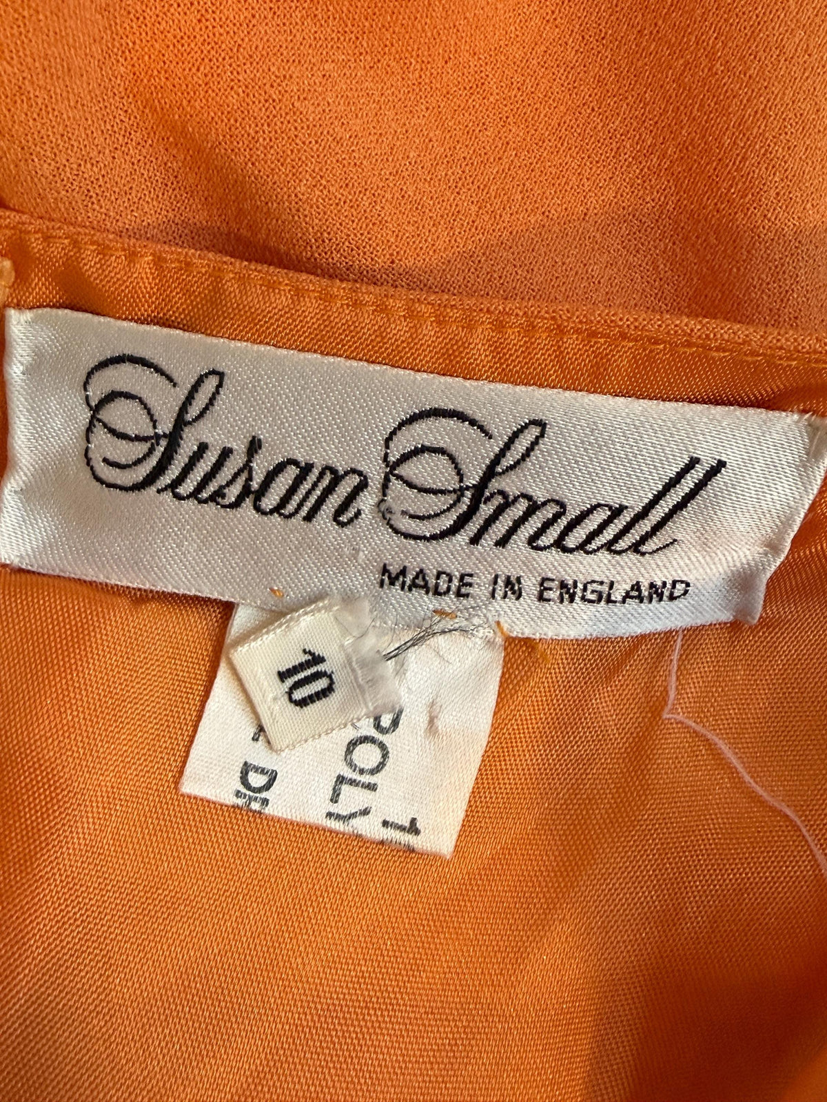 Vintage Susan Small Orange Maxi Dress | 1970s Strappy Evening Dress | Cutwork Bodice Size 10