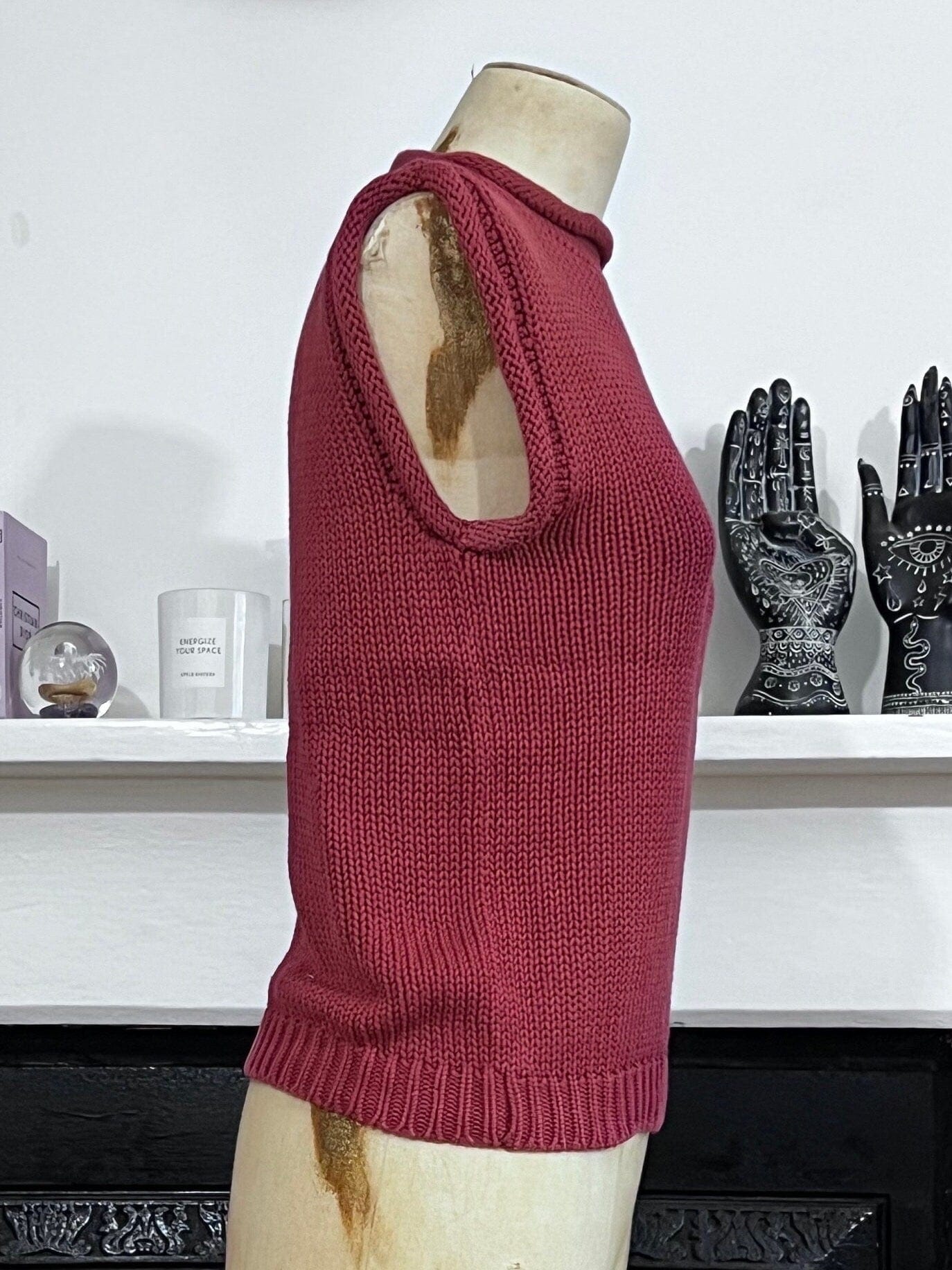 80s Vintage Tank Top Sleeveless Jumper burgandy Ladies sleeveless Knitwear Jumper, Vintage Miss Selfridge Sleeveless Jumper , vintage vest
