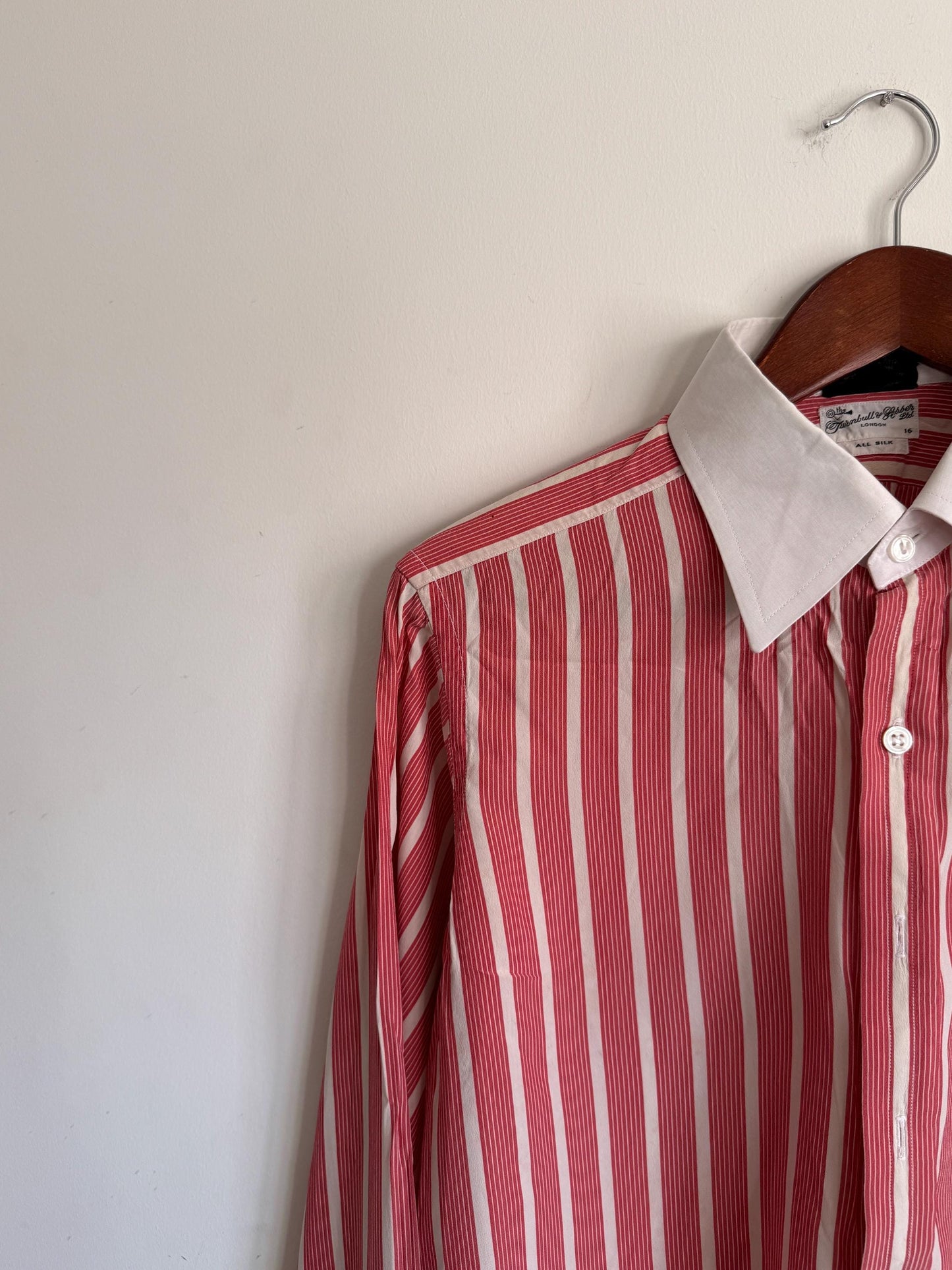 Vintage Turnbull & Asser Silk Bengal Stripe Dress Shirt – London Made, Collar 16
