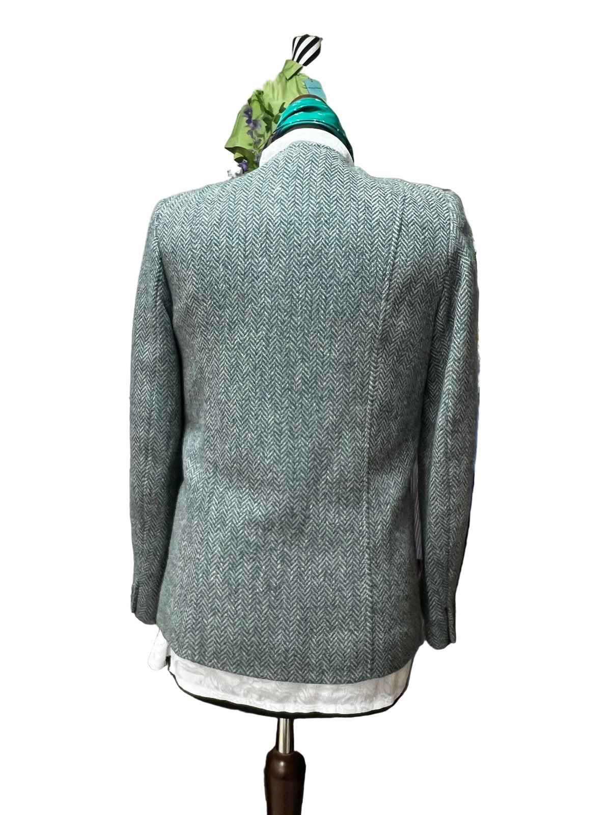 Vintage Green Tweed Blazer Collarless Double Breasted Jacket - Country Casuals