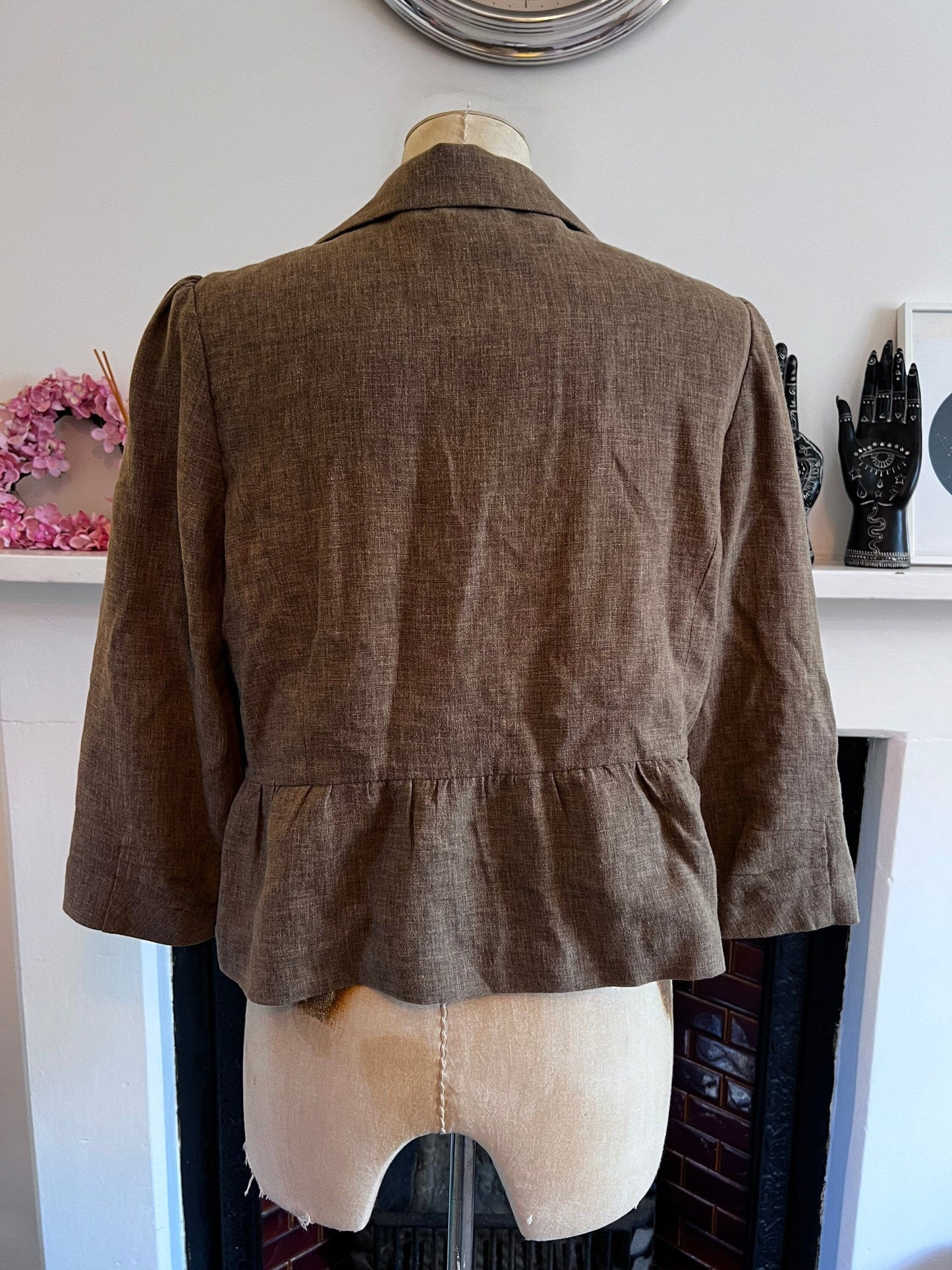 Vintage Green/Brown Blazer H&M Olive Green/Brown Tweed Blazer Jacket -1990s Hennes Jacket chin my button